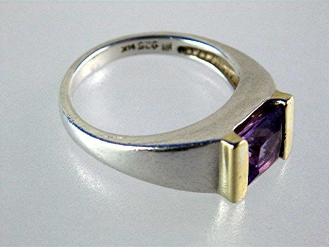 14K Gold Sterling Silver Amethyst Size 8 Hong Kong