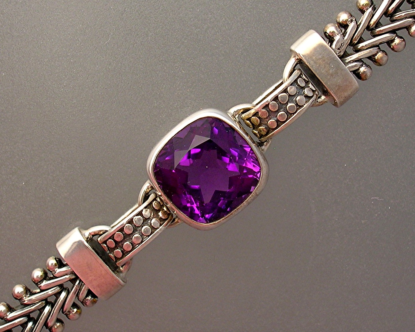 Amethyst 5ct  and Sterling Silver Toggle Clasp Bracelet