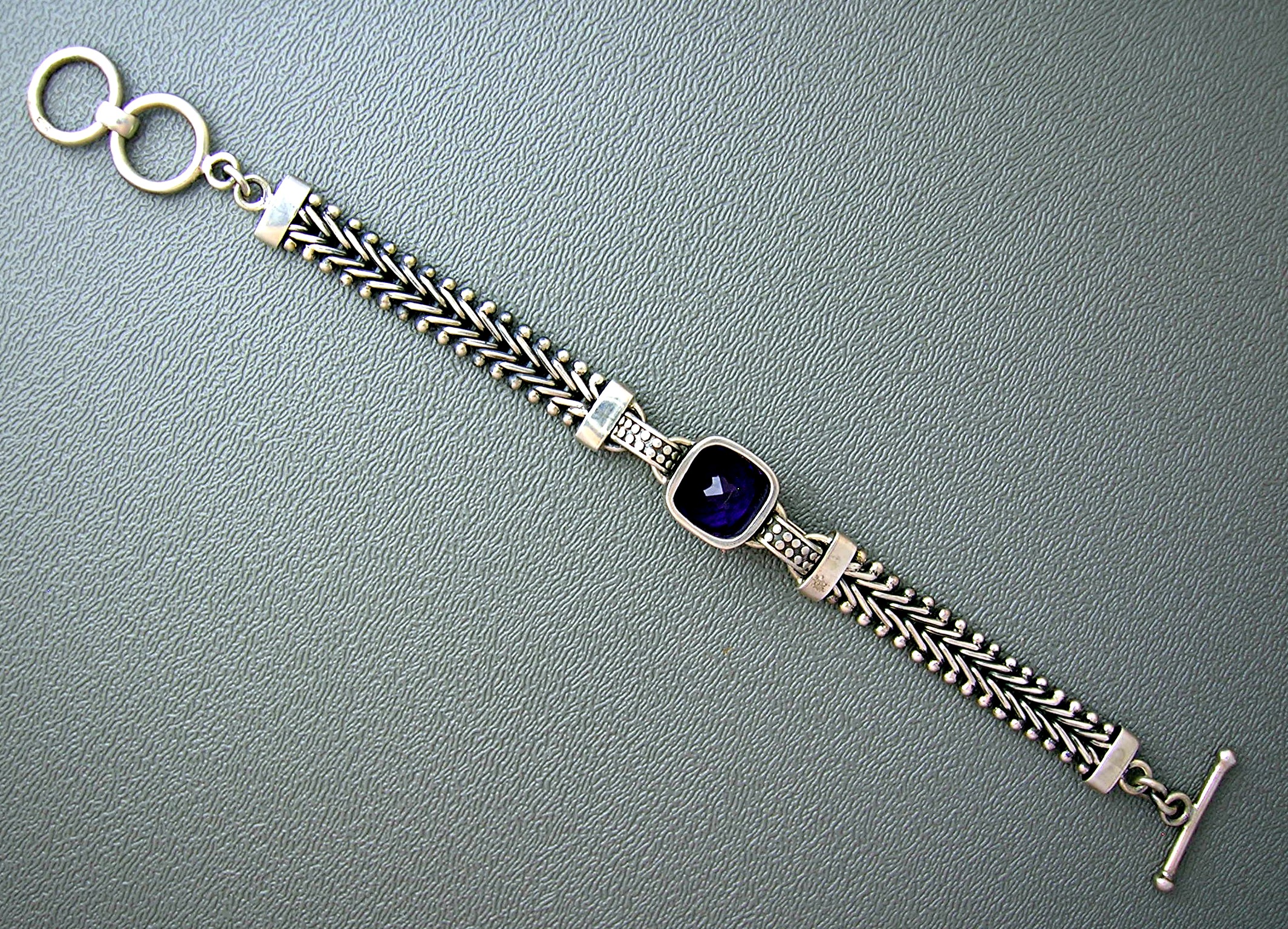 Amethyst 5ct  and Sterling Silver Toggle Clasp Bracelet