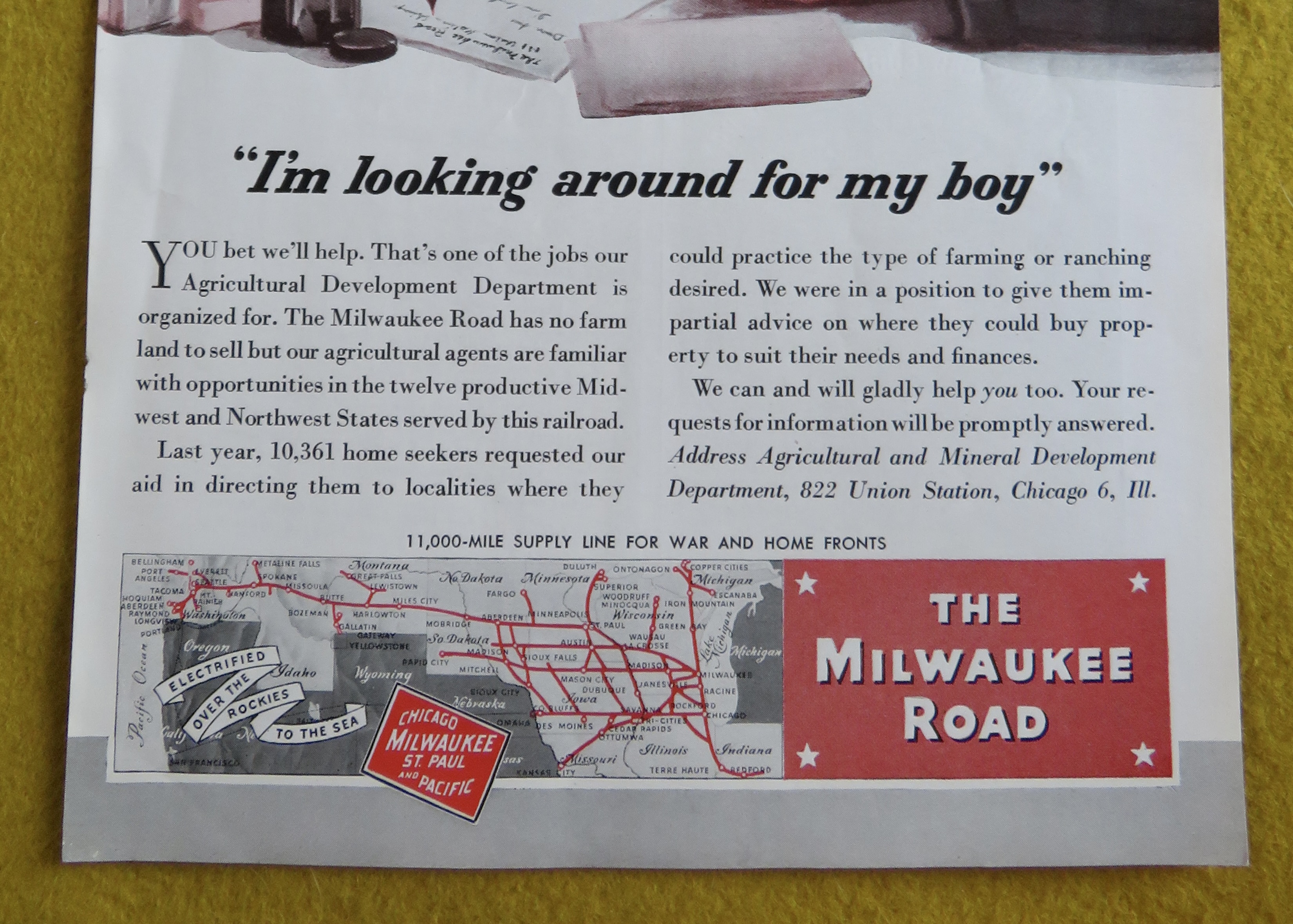 1945 Milwaukee Road with Man Writing Letter