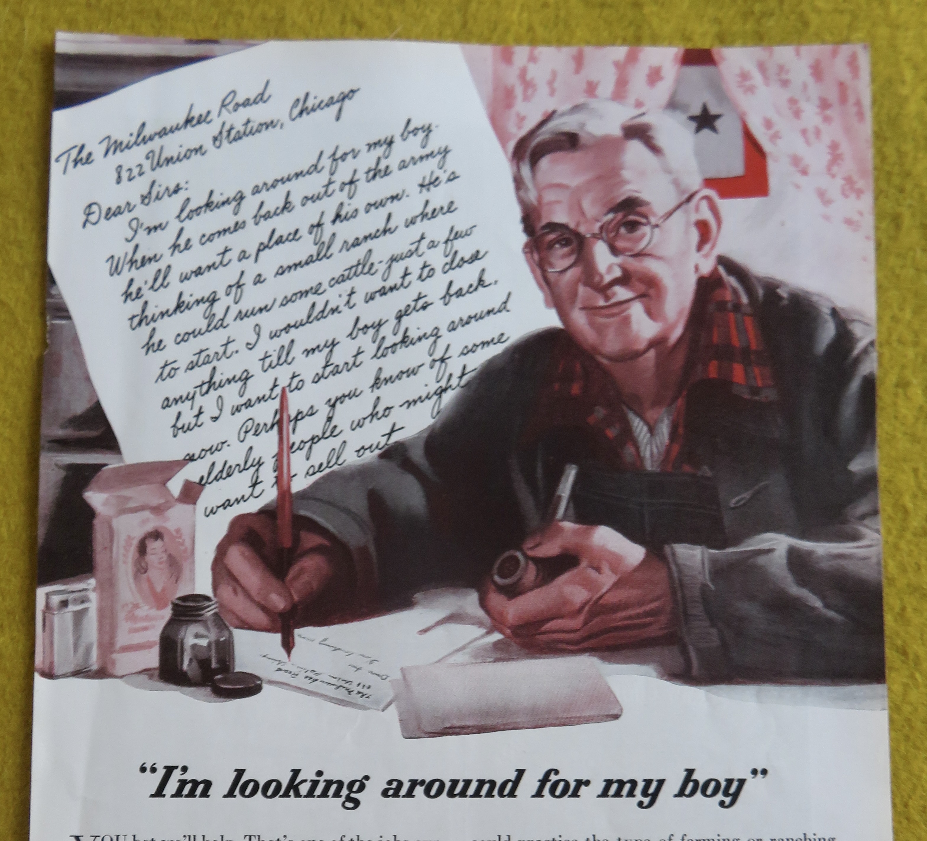 1945 Milwaukee Road with Man Writing Letter