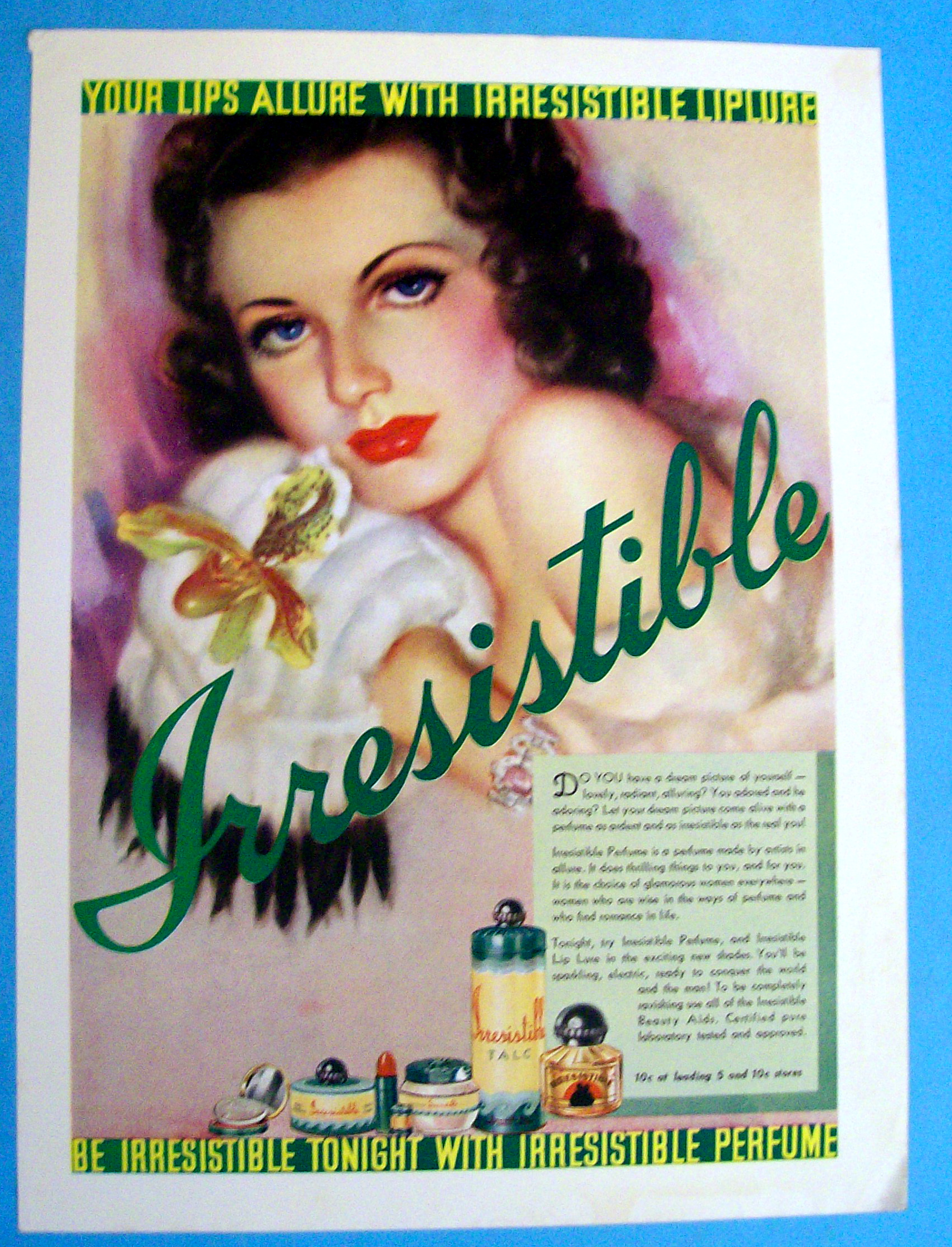 1937 Irresistible Perfume & Lip Lure with Lovely Woman
