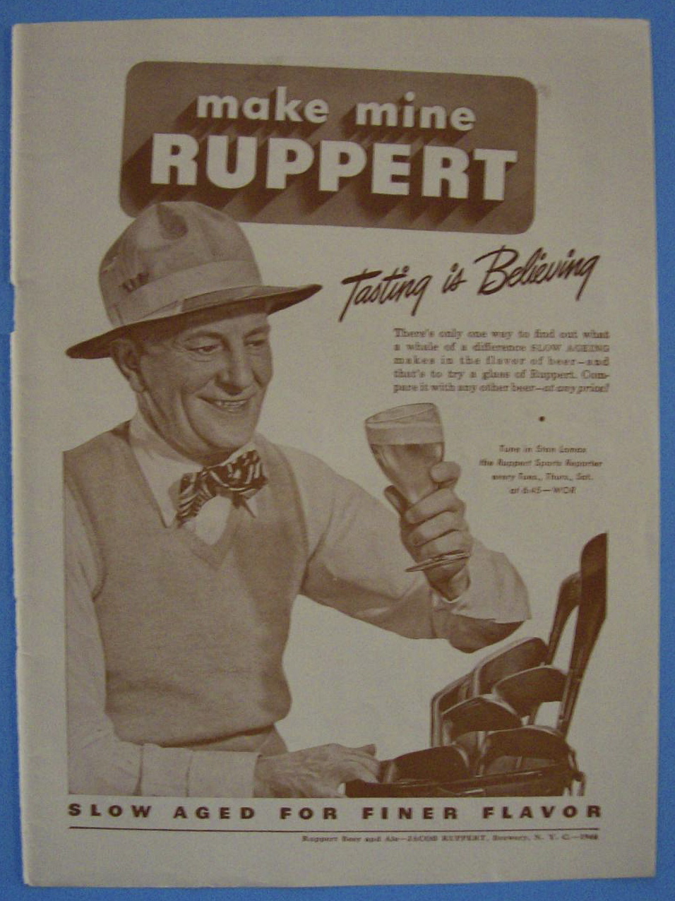 1946 Ruppert Beer with Man Holding Glass
