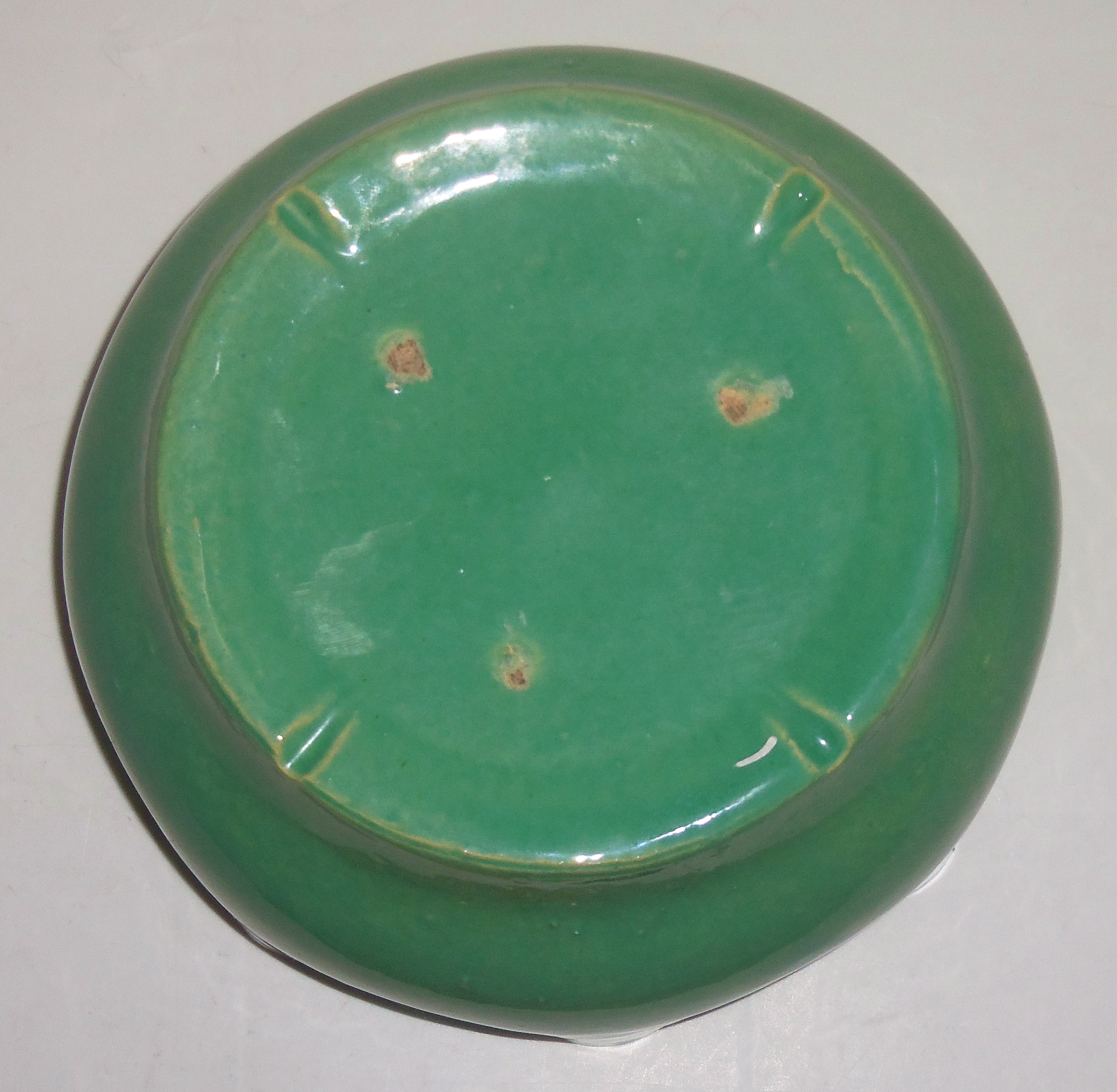 Garden City Pottery Green Ruffled Rim Art Bowl!