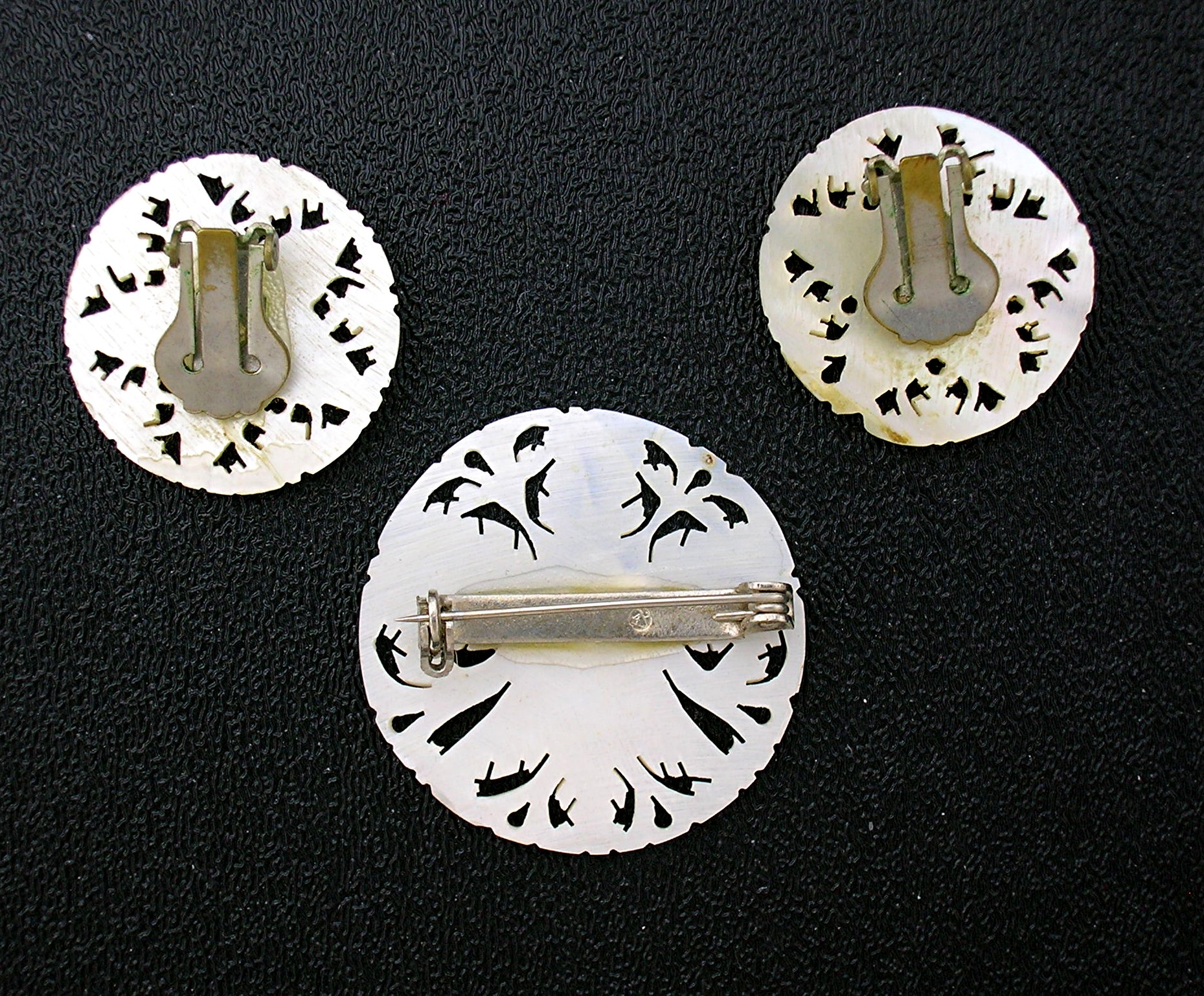 Mother of Pearl Brooch and Clip Earrings Bethlehem