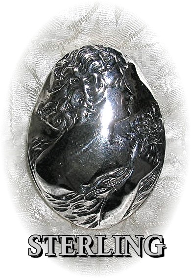 Beautiful Solid Sterling Silver Cameo Brooch