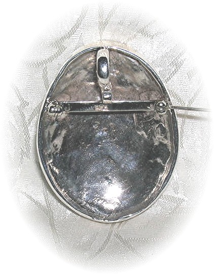 Beautiful Solid Sterling Silver Cameo Brooch