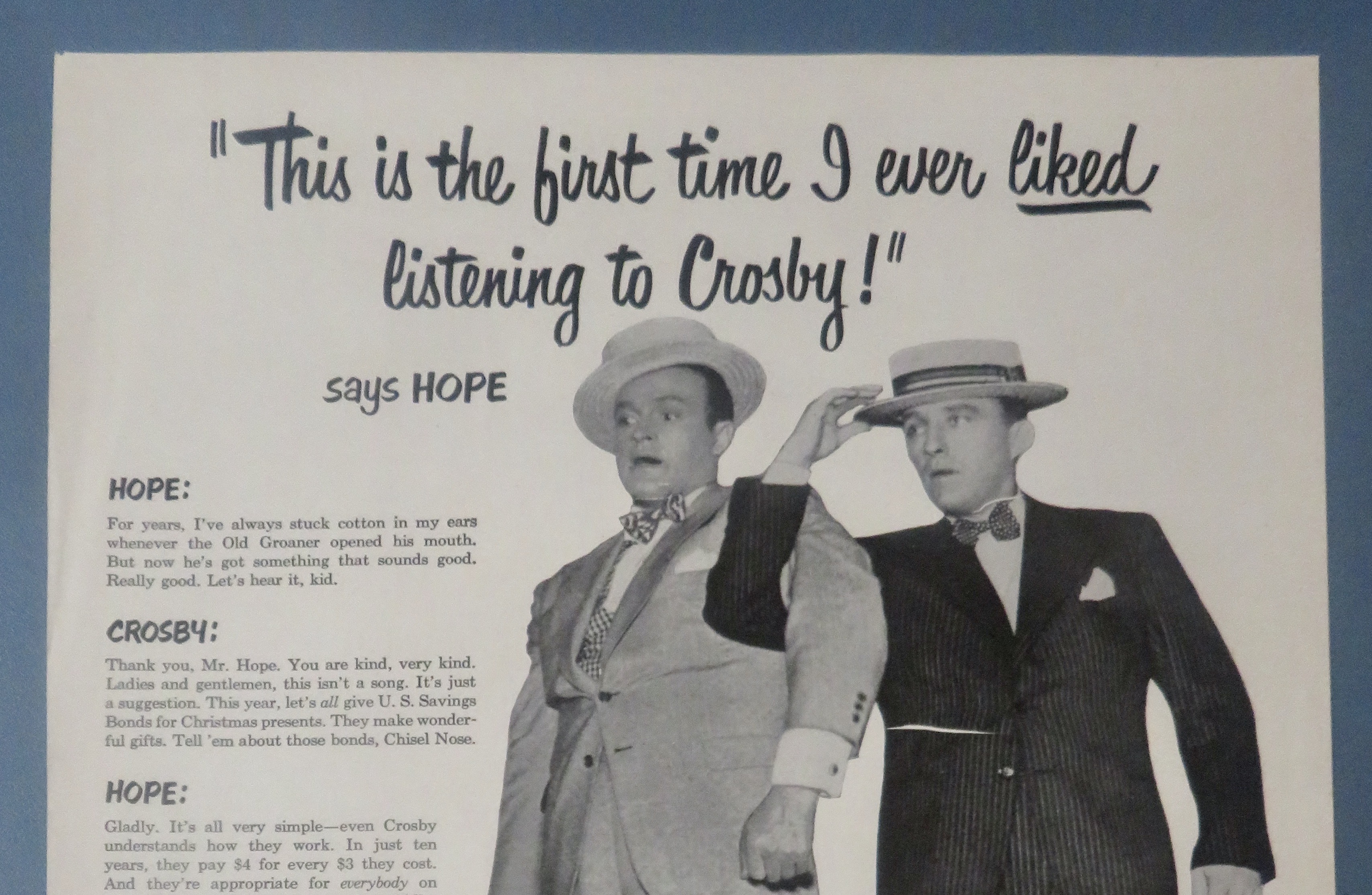 1930's U. S. Savings Bonds With Bob Hope & Bing Crosby