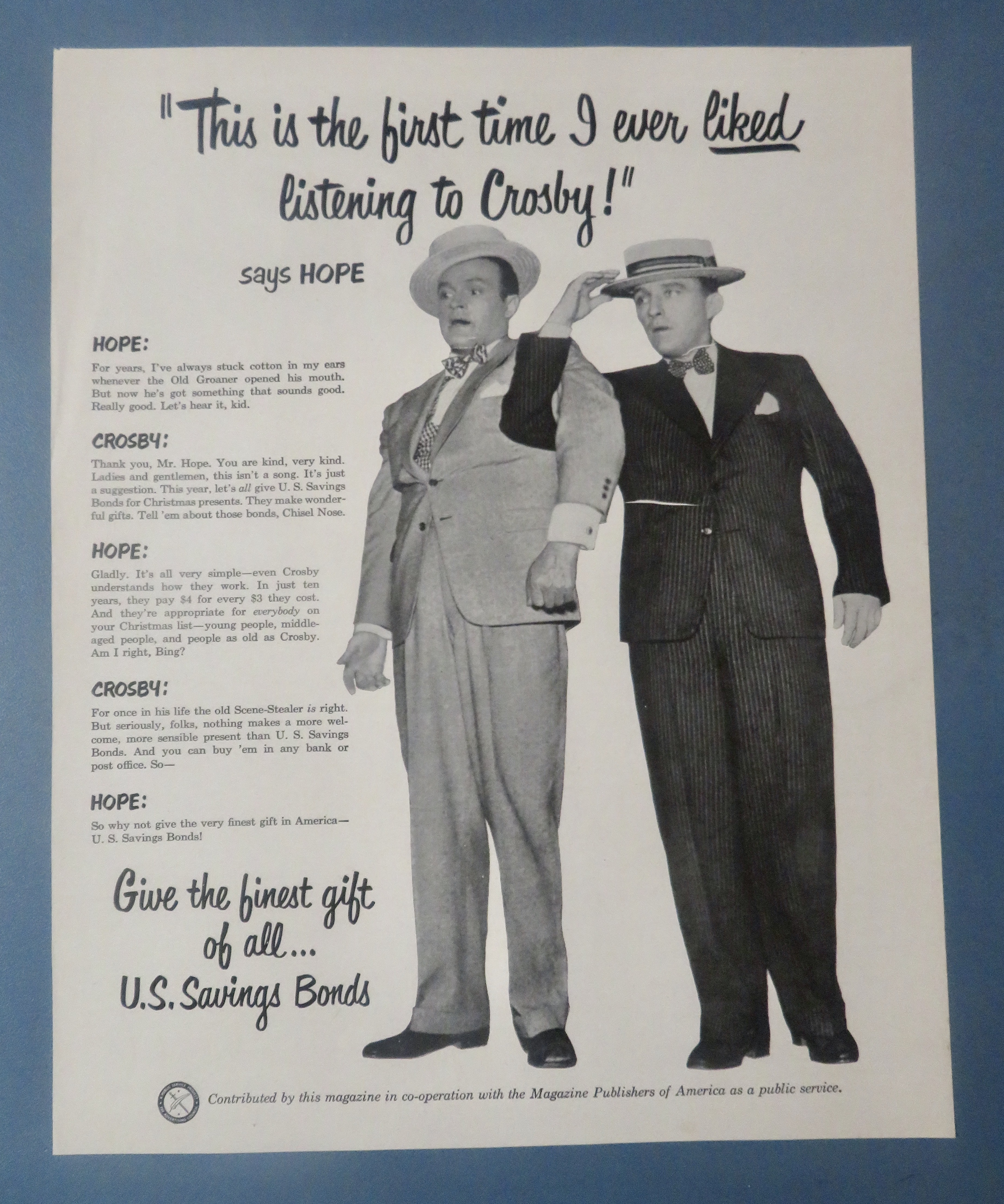 1930's U. S. Savings Bonds With Bob Hope & Bing Crosby