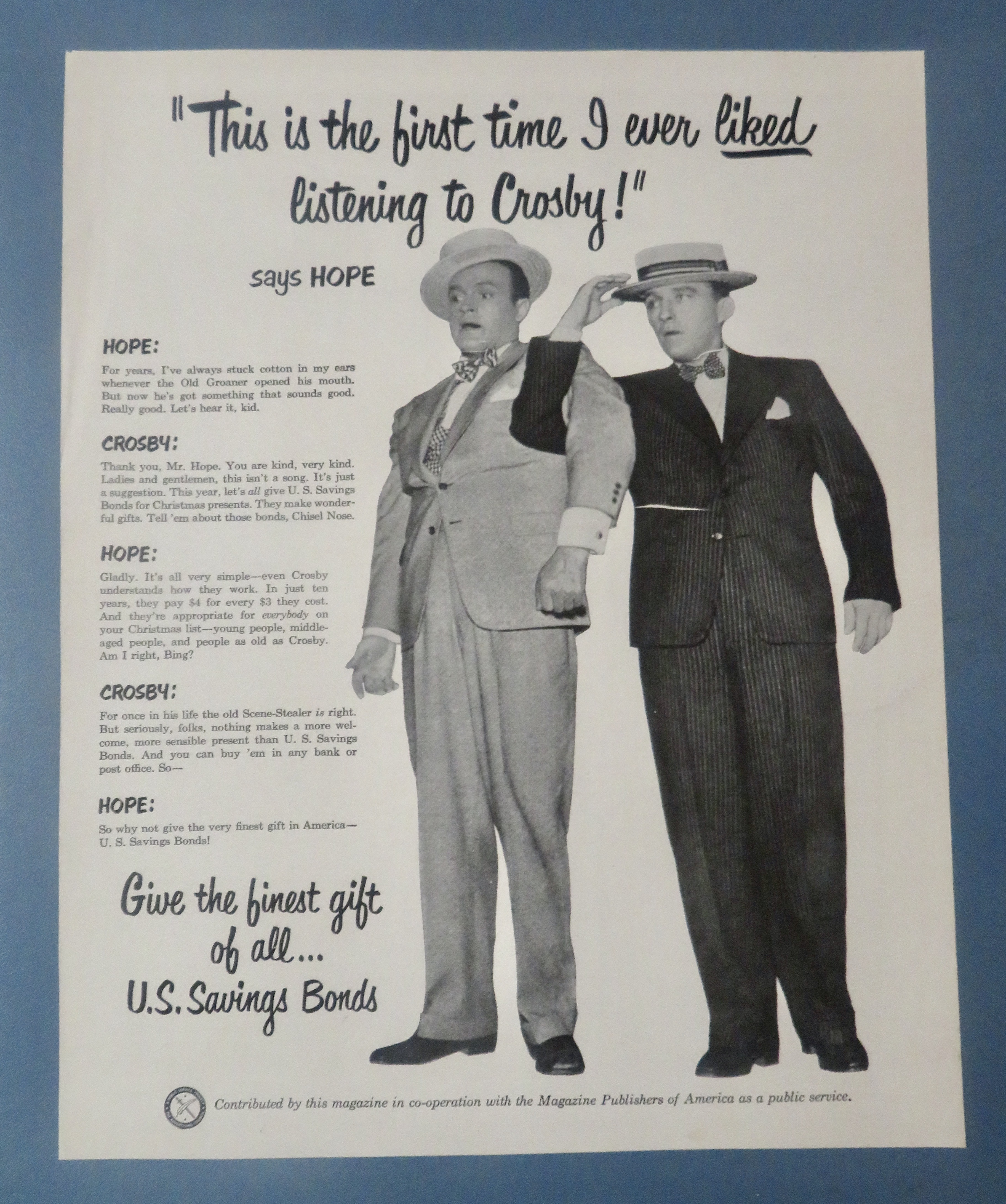 1930's U. S. Savings Bonds With Bob Hope & Bing Crosby