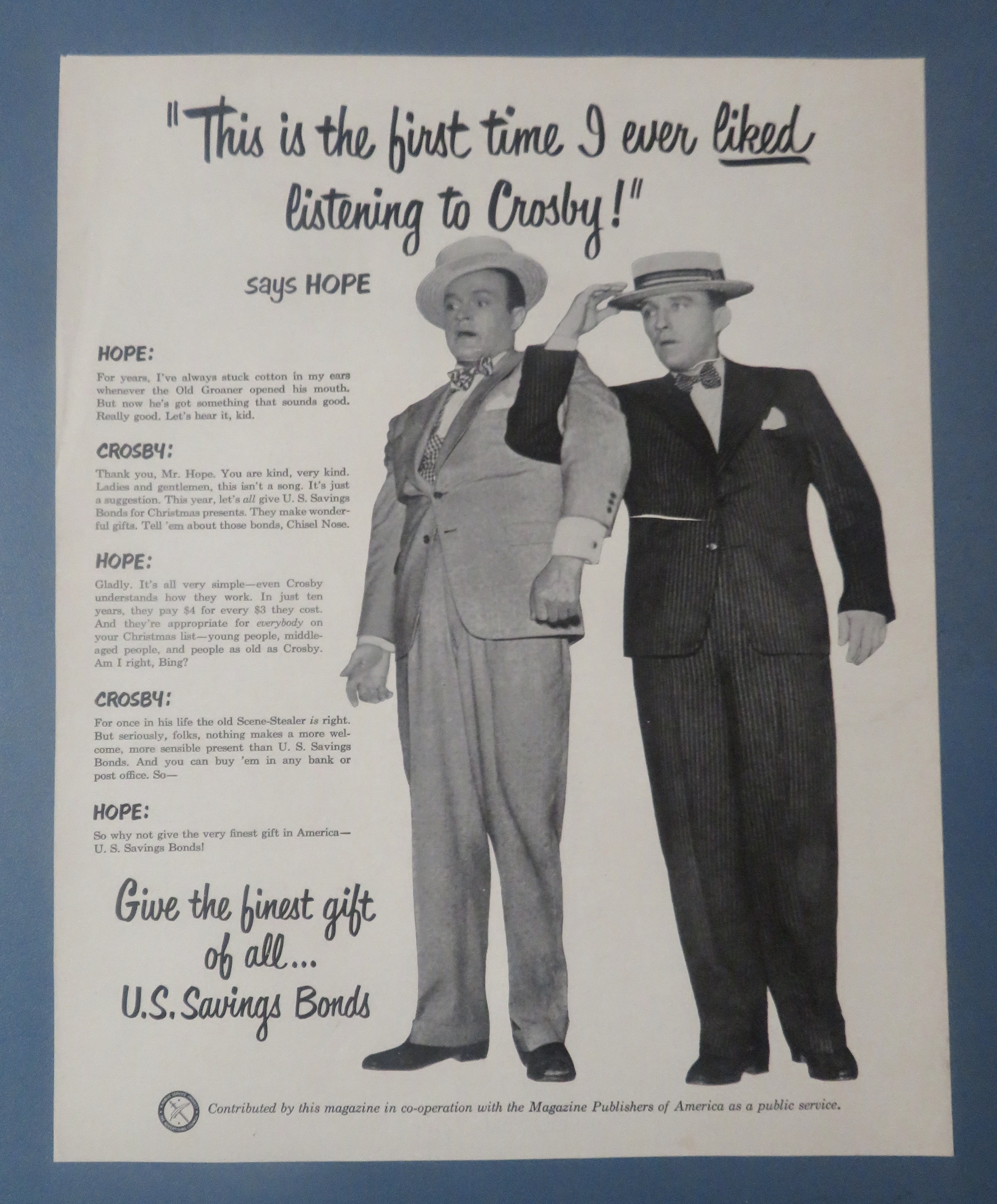 1930's U. S. Savings Bonds With Bob Hope & Bing Crosby