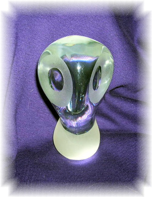 3 1/2 Inch Heavy Glass Owl Paperweight