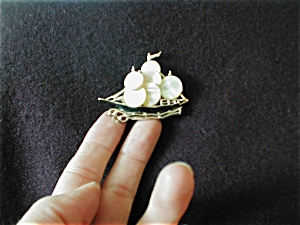 Mother of Pearl Ship Brooch