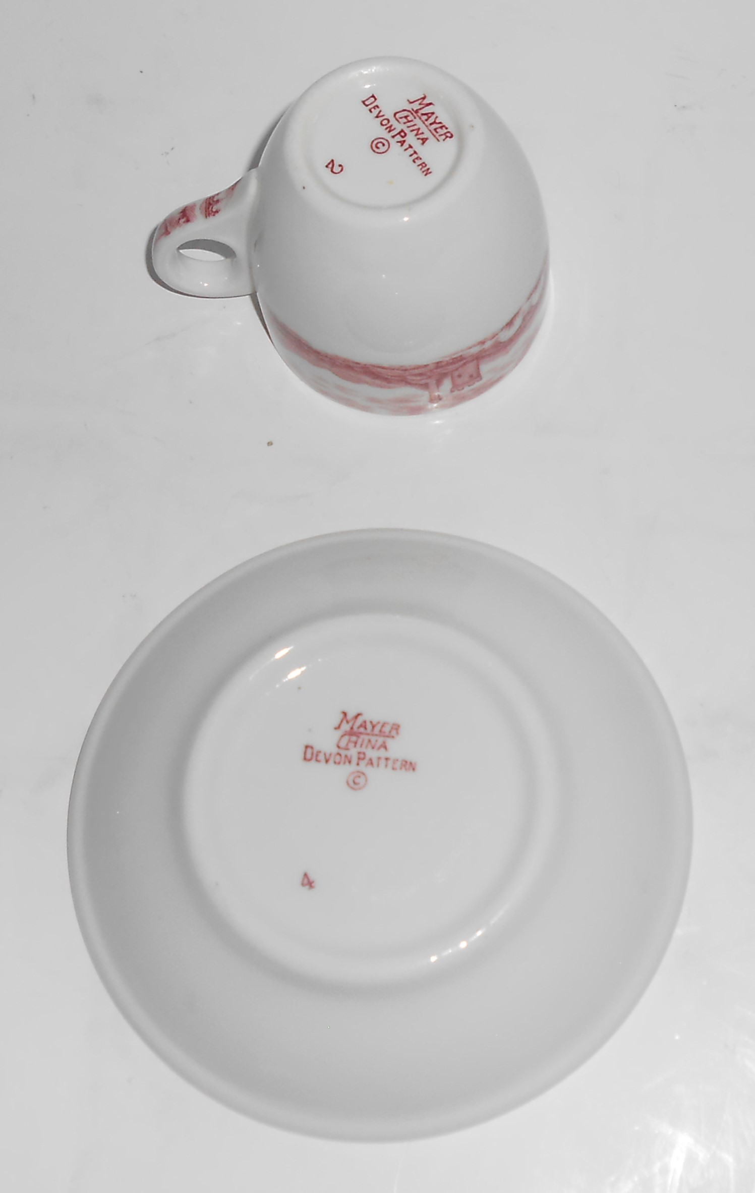Mayer China Restaurant Ware Red Devon Demitasse Cup & S