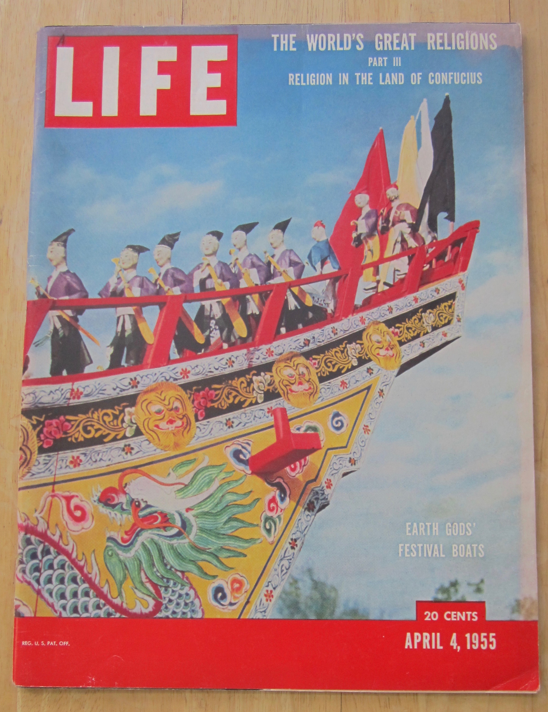 Life Magazine-April 4, 1955-Earth Gods' Festival Boat