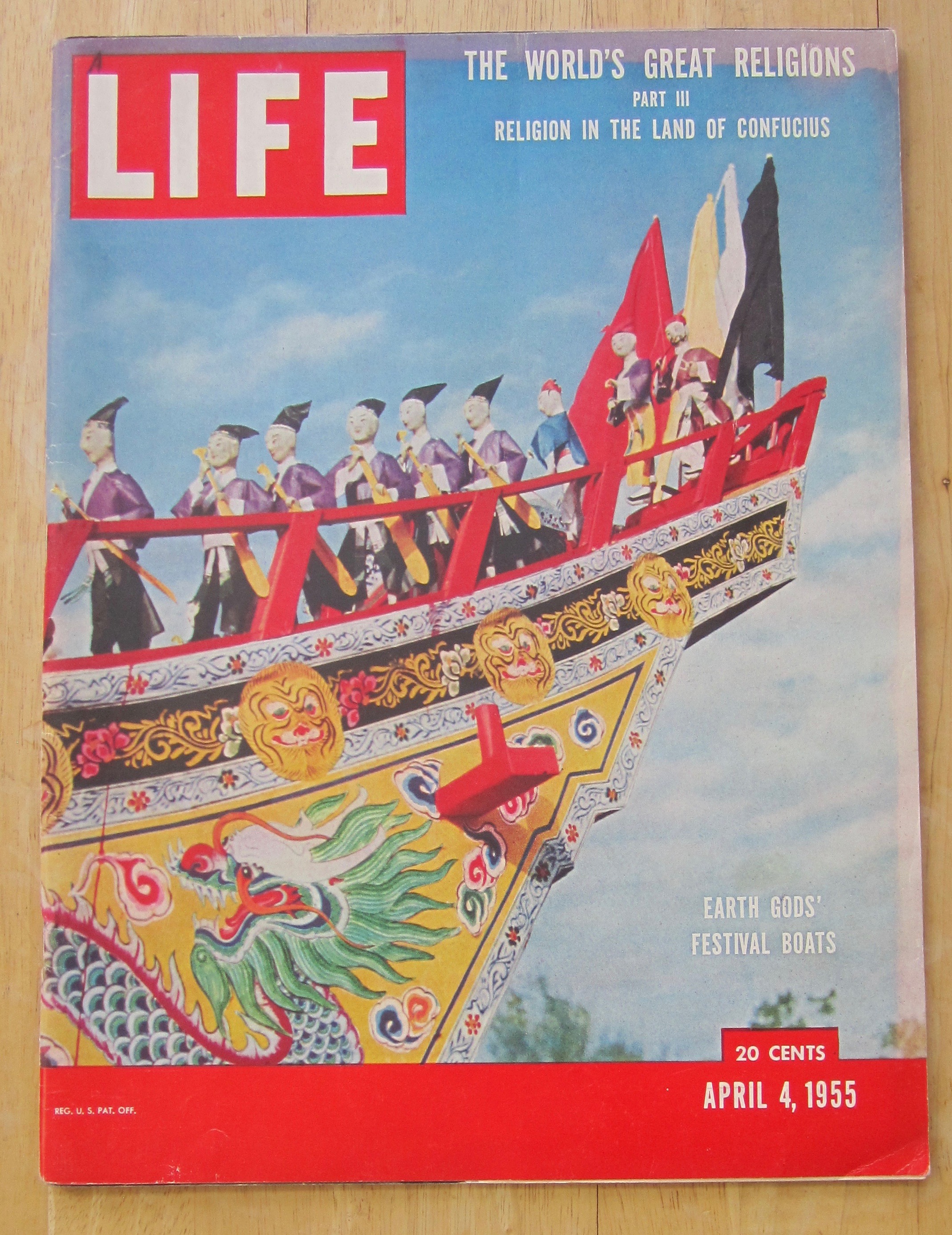 Life Magazine-April 4, 1955-Earth Gods' Festival Boat