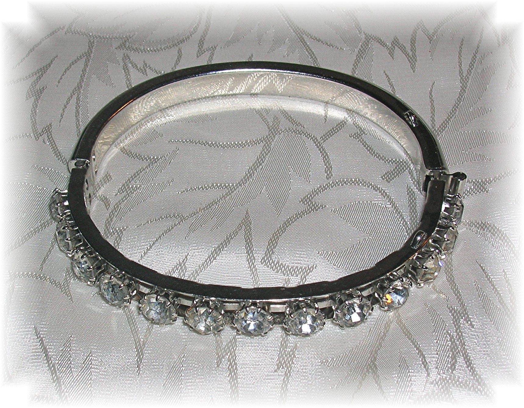 Silvertone Crystal Rhinestone Bangle Bracelet