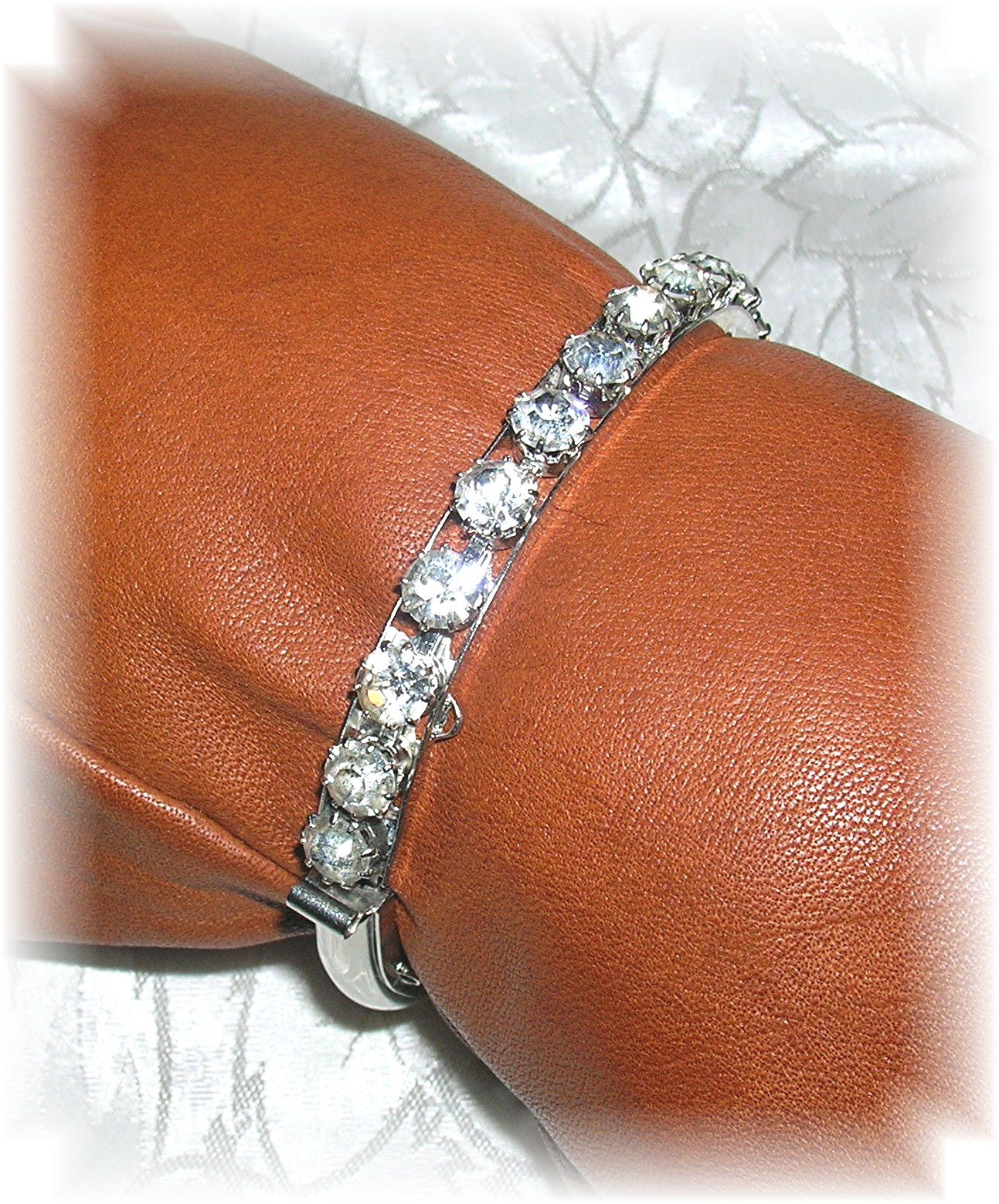 Silvertone Crystal Rhinestone Bangle Bracelet