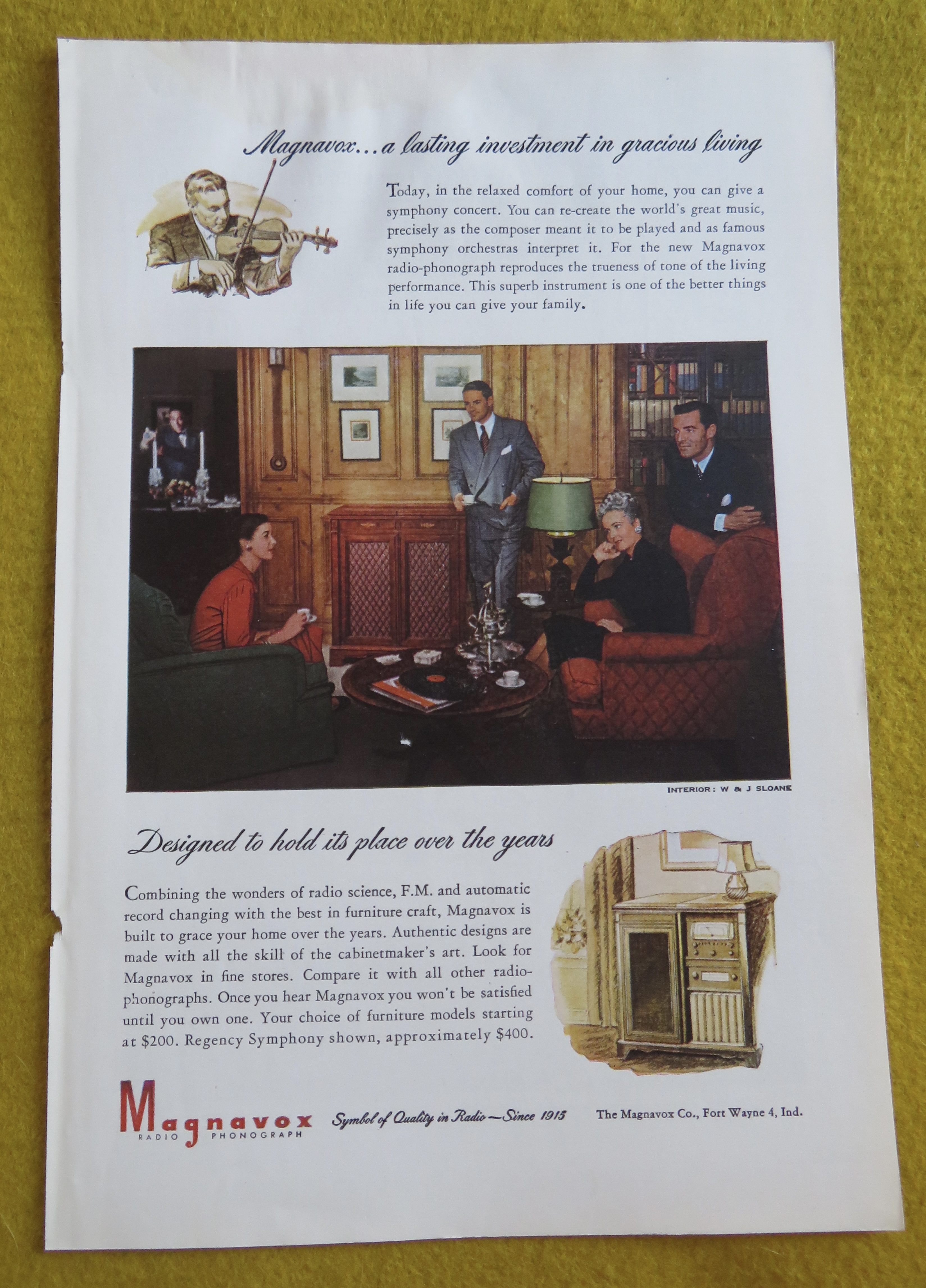 1946 Magnavox Radio with Two Couples Listen To Radio