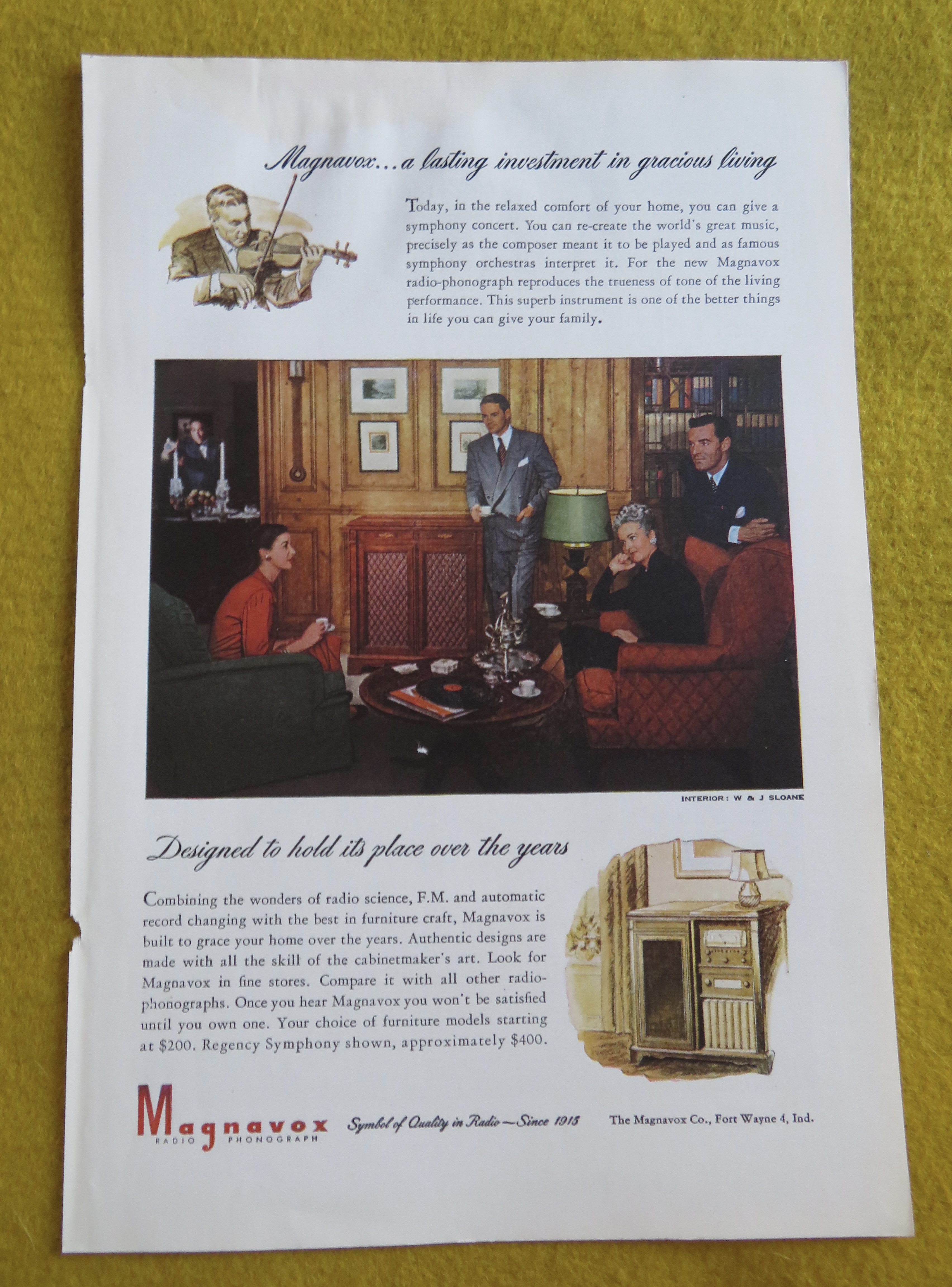 1946 Magnavox Radio with Two Couples Listen To Radio