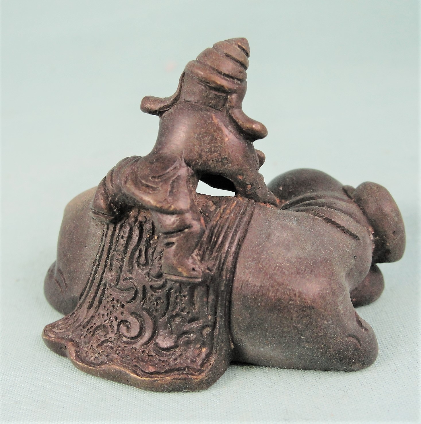 Old Hand Crafted Miniature Metal Elephant with Rider