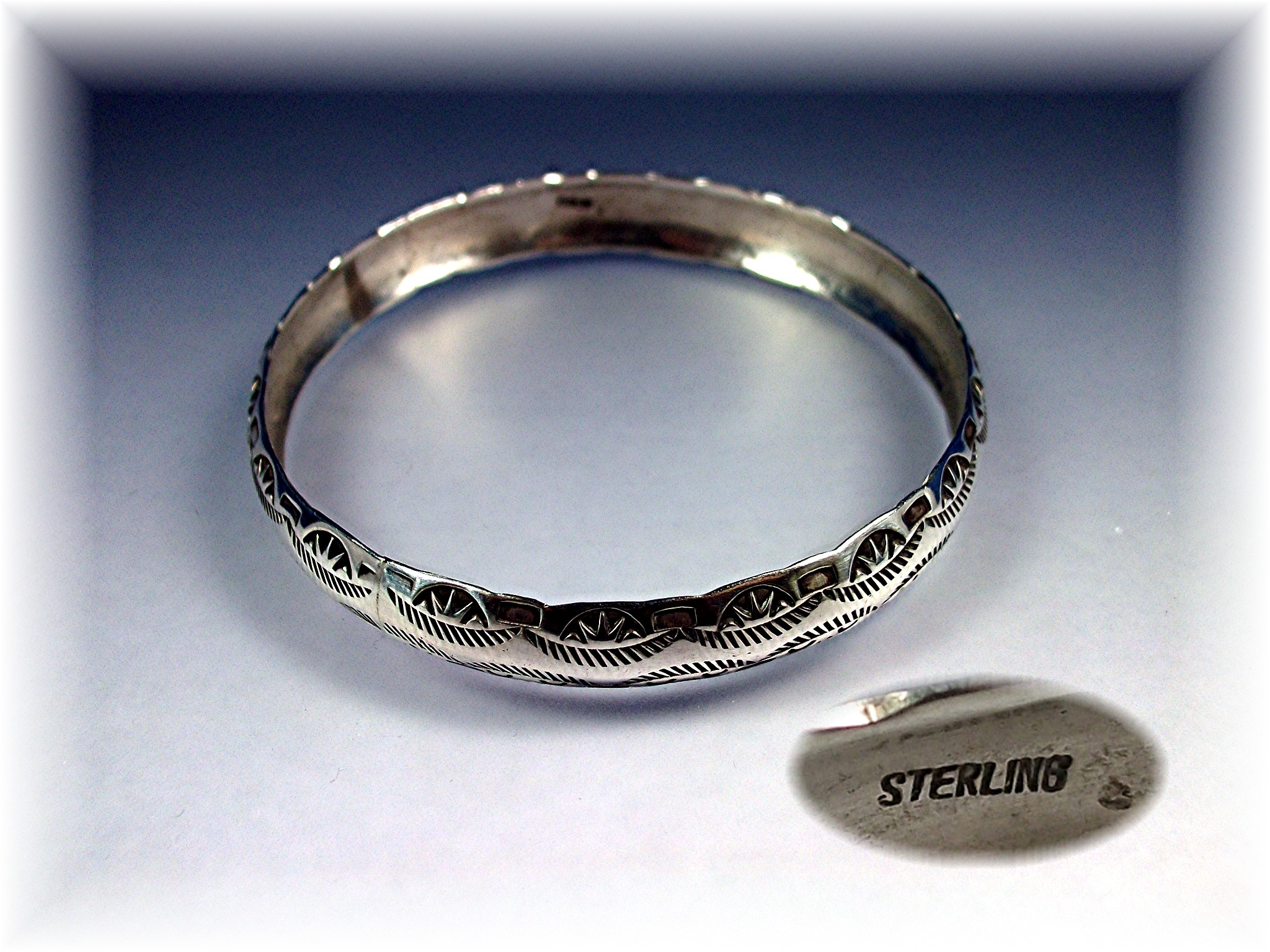 Native American Bangle Bracelet Sterling Silver