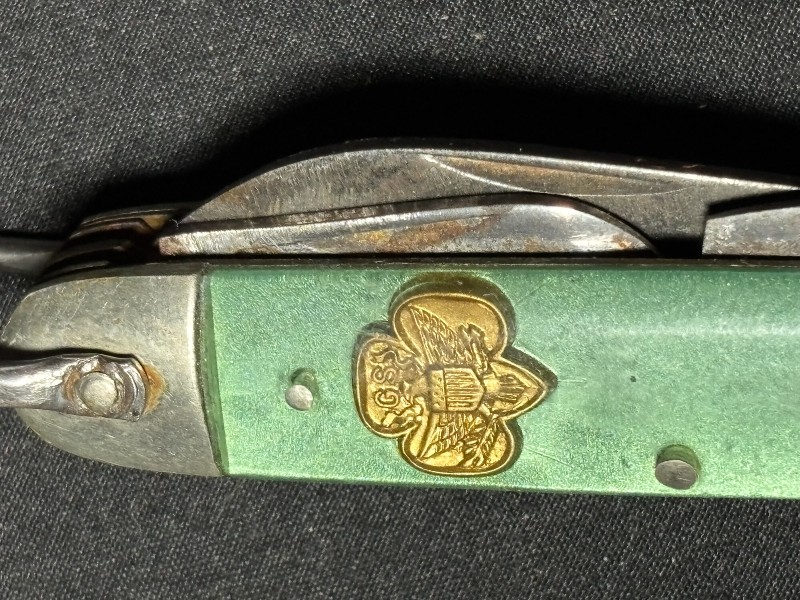 Vintage Girl Scout Multi-Tool Pocket Knife with Green Handles