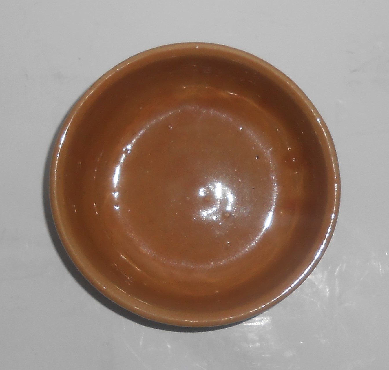 Zanesville Stoneware Pottery Gloss Tan Low Art Bowl