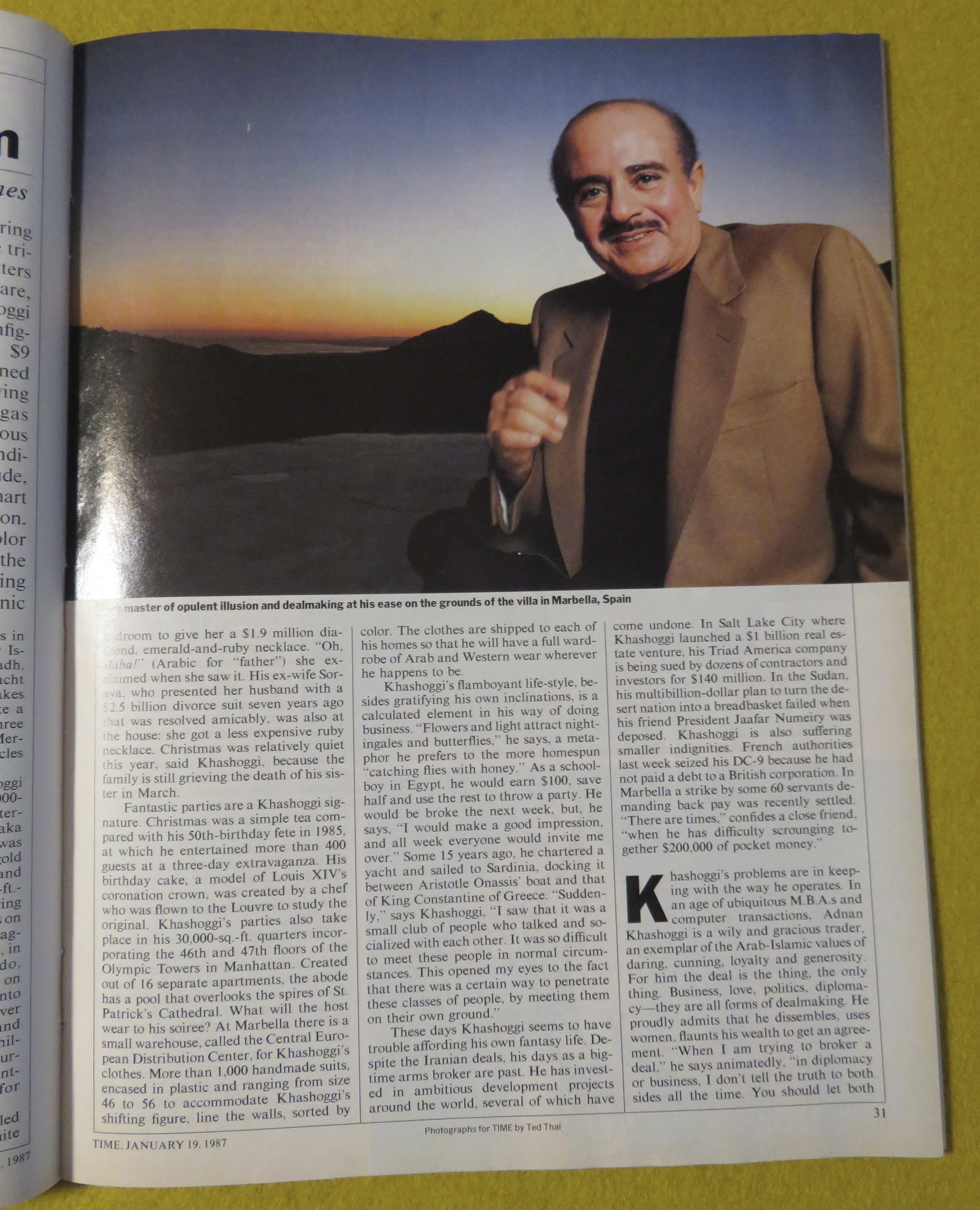 Time Magazine - January 19, 1987 - Adnan Khashoggi