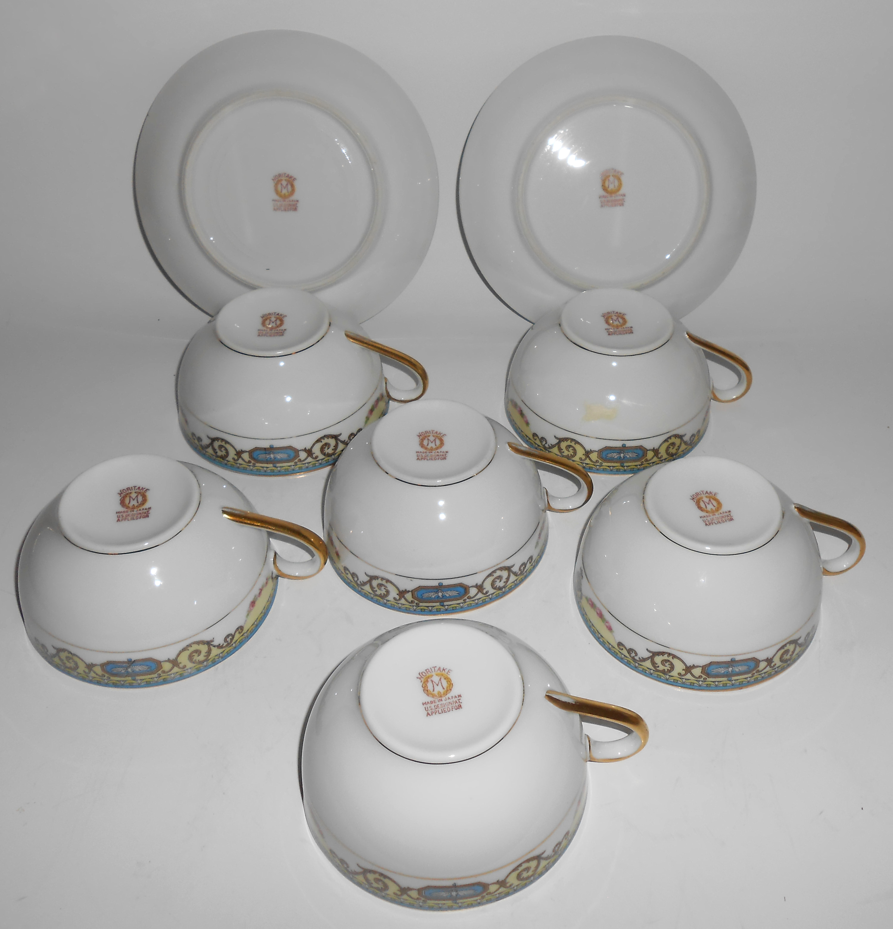 Noritake China Eagle W/Floral Garland Set/4 Cups-2 Sau
