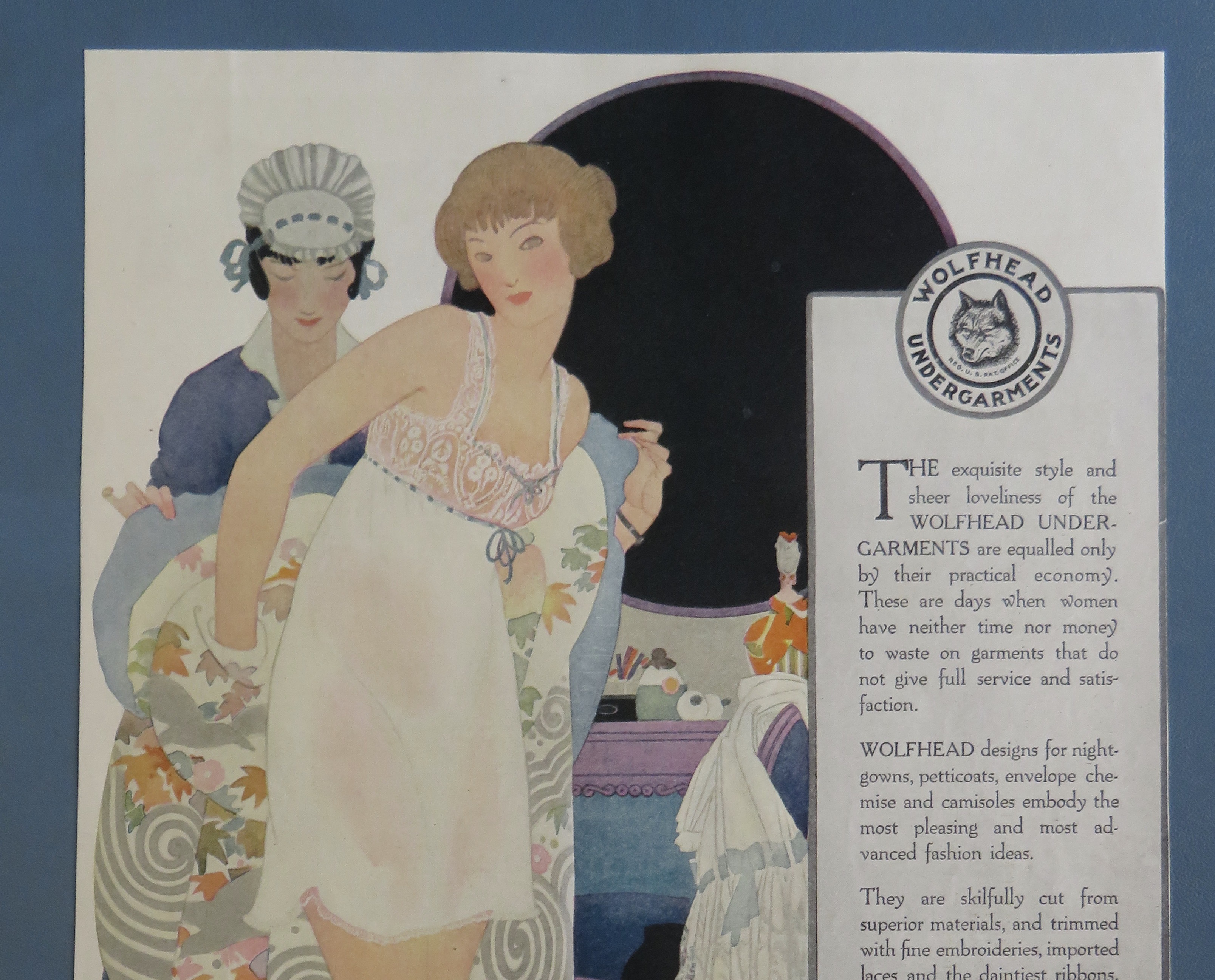 1918 Wolfhead Undergarments with Woman Dressing