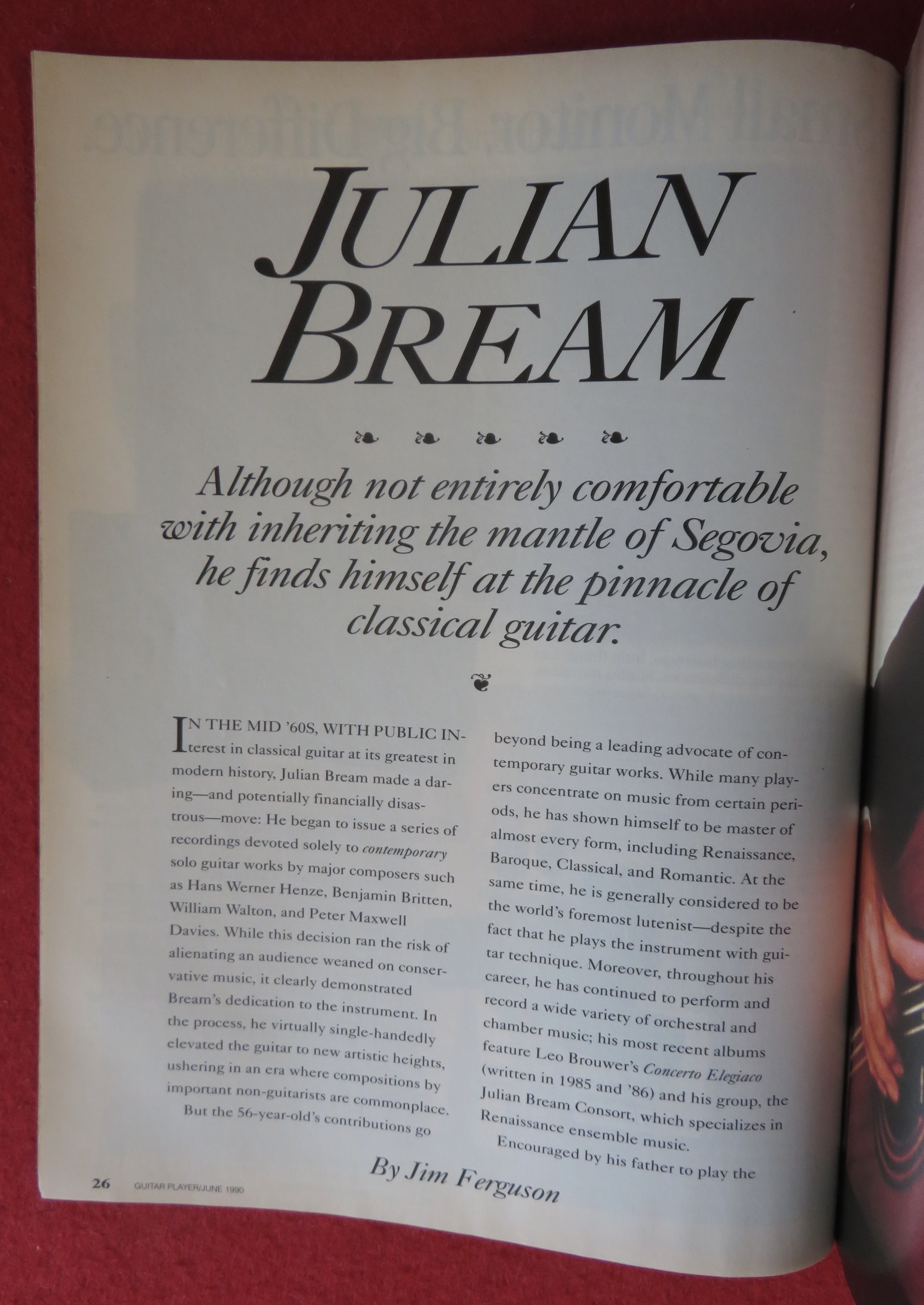 Guitar Player Magazine June 1990 Maestro Julian Bream