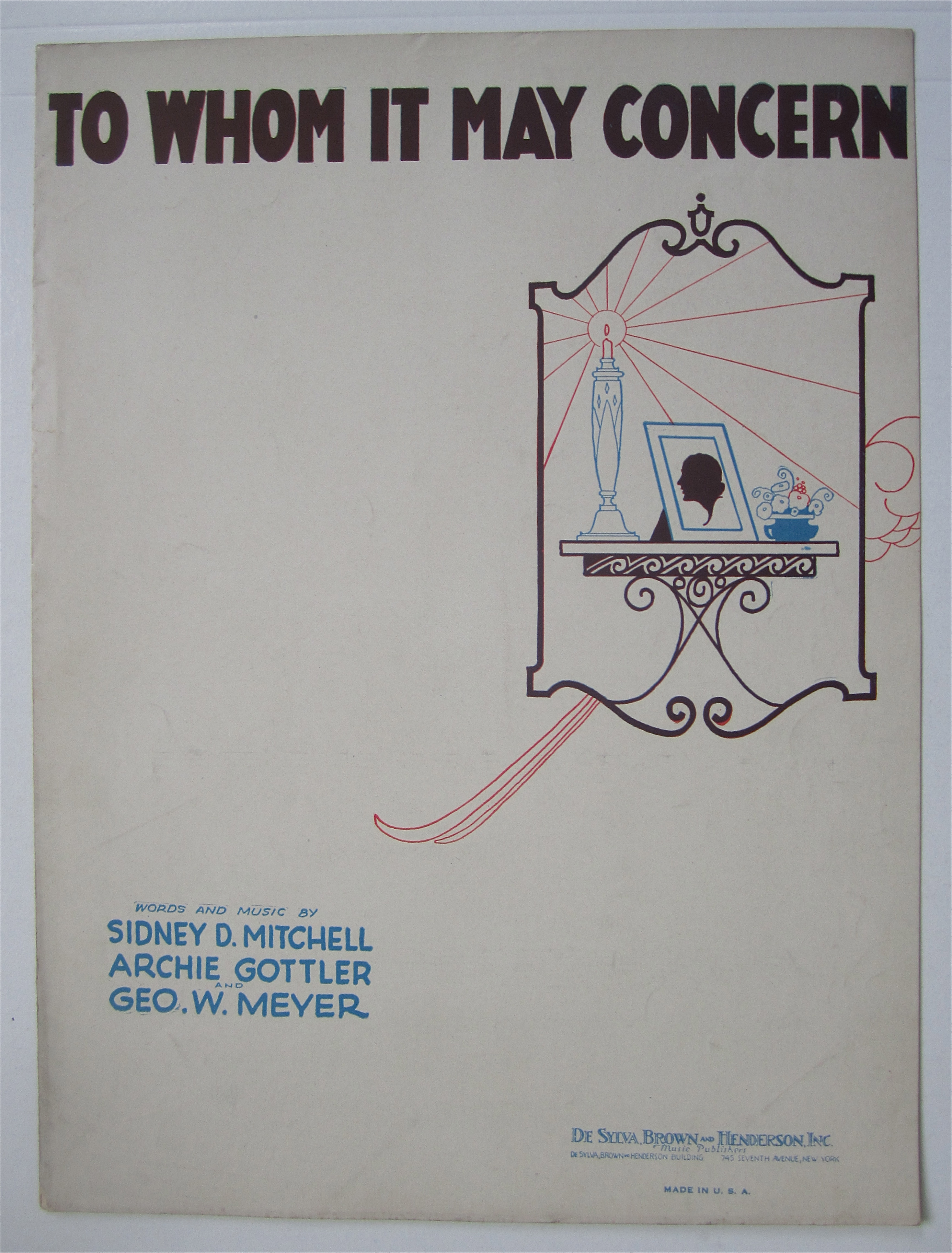 Sheet Music 1930 To Whom It May Concern