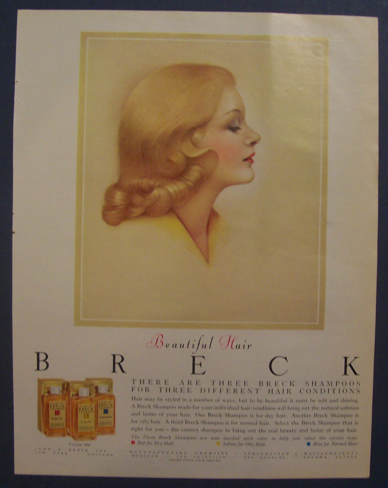 1960 Breck Shampoo with Lovely Side View of a Woman