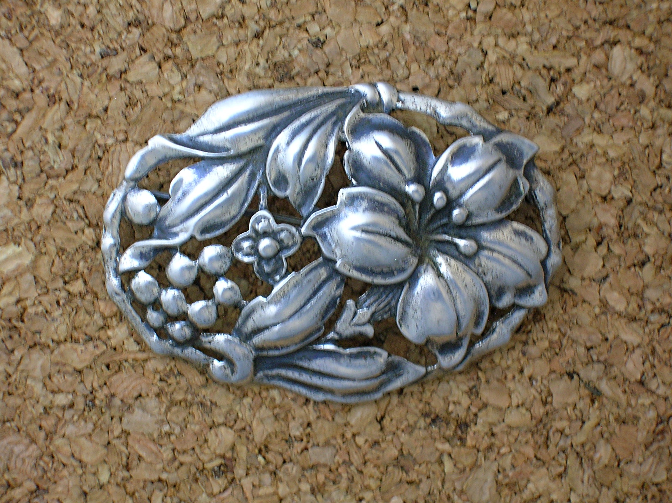 Danecraft Sterling Silver Flowers Vines Brooch