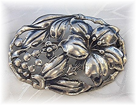 Danecraft Sterling Silver Flowers Vines Brooch