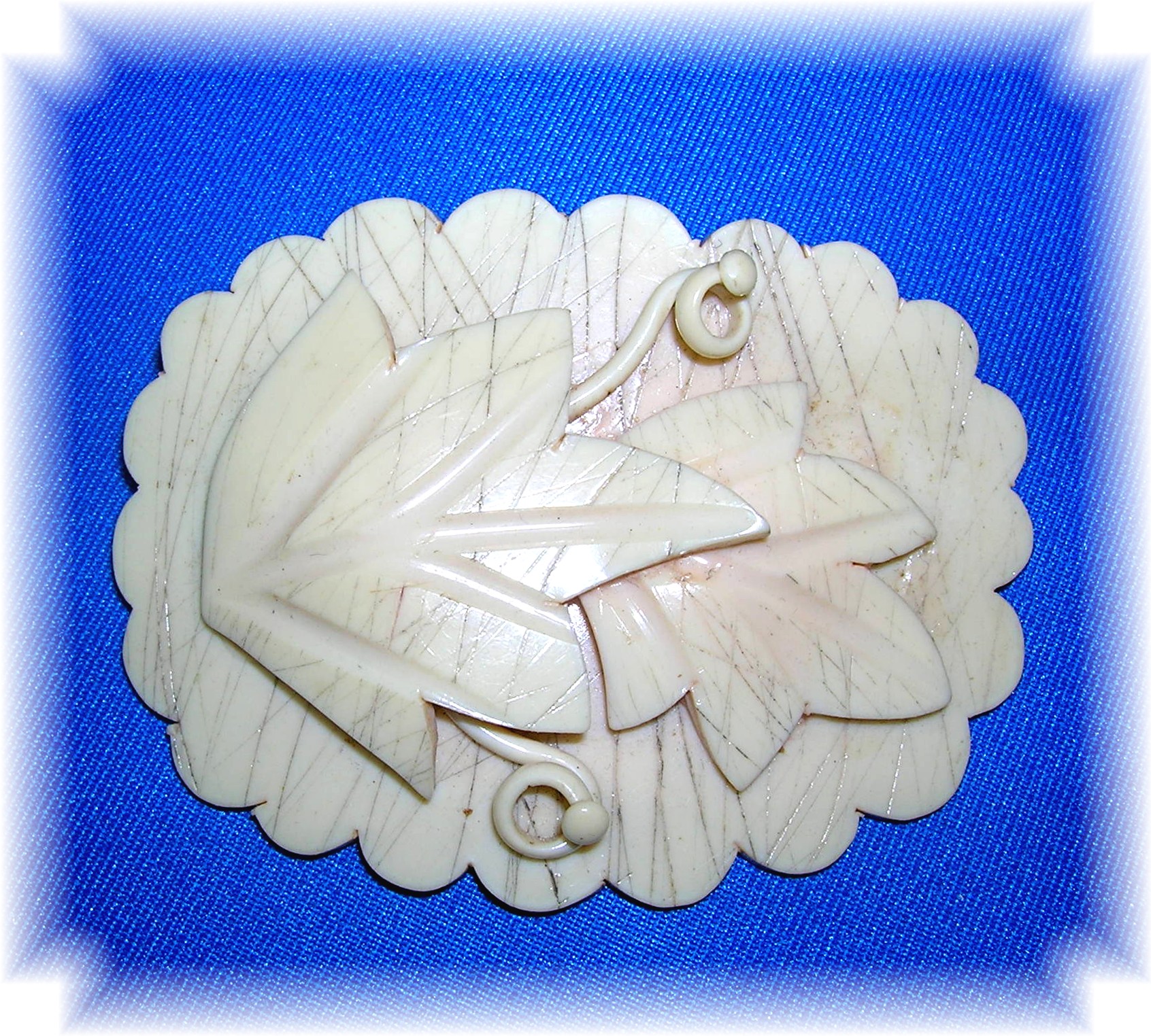 Bakelite Double Leaf  Brooch 3 Inches 50s