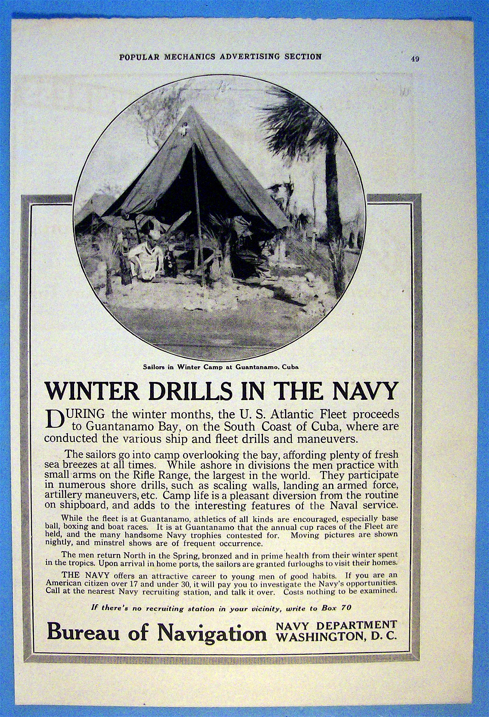 1916 Bureau of Navigation with Sailor's Camp in Cuba