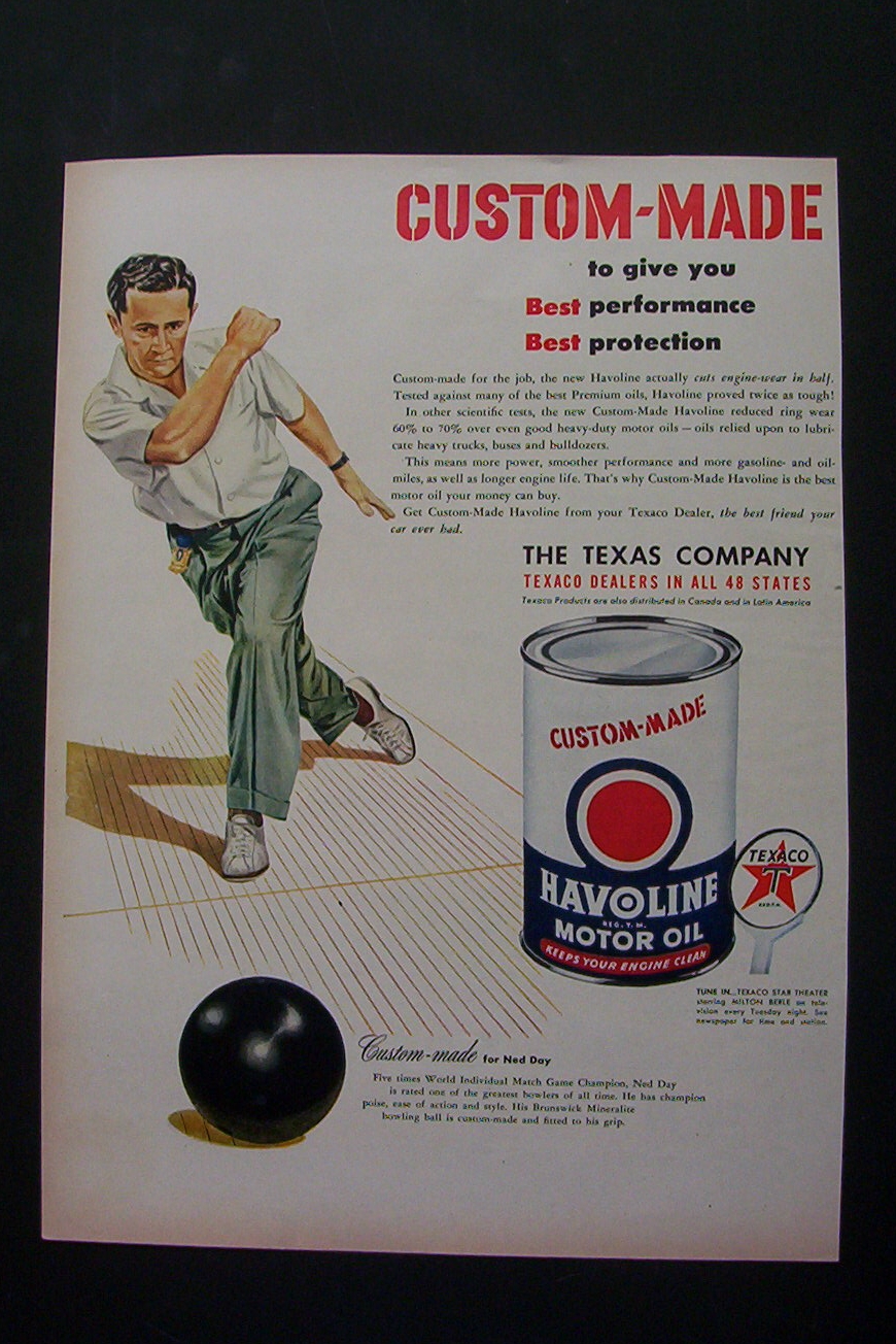 1950 Havoline Motor Oil with Great Bowler Ned Day