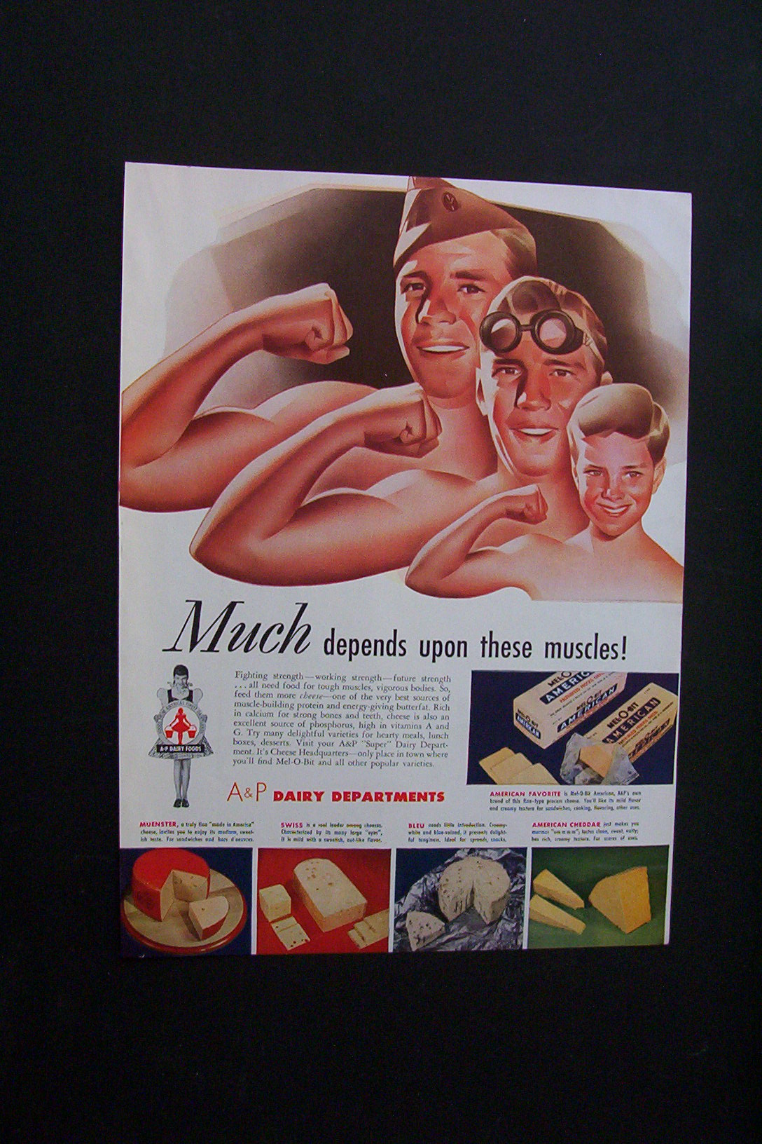 1942 Dual Vintage Ad: A & P Dairy Dept. & Spam