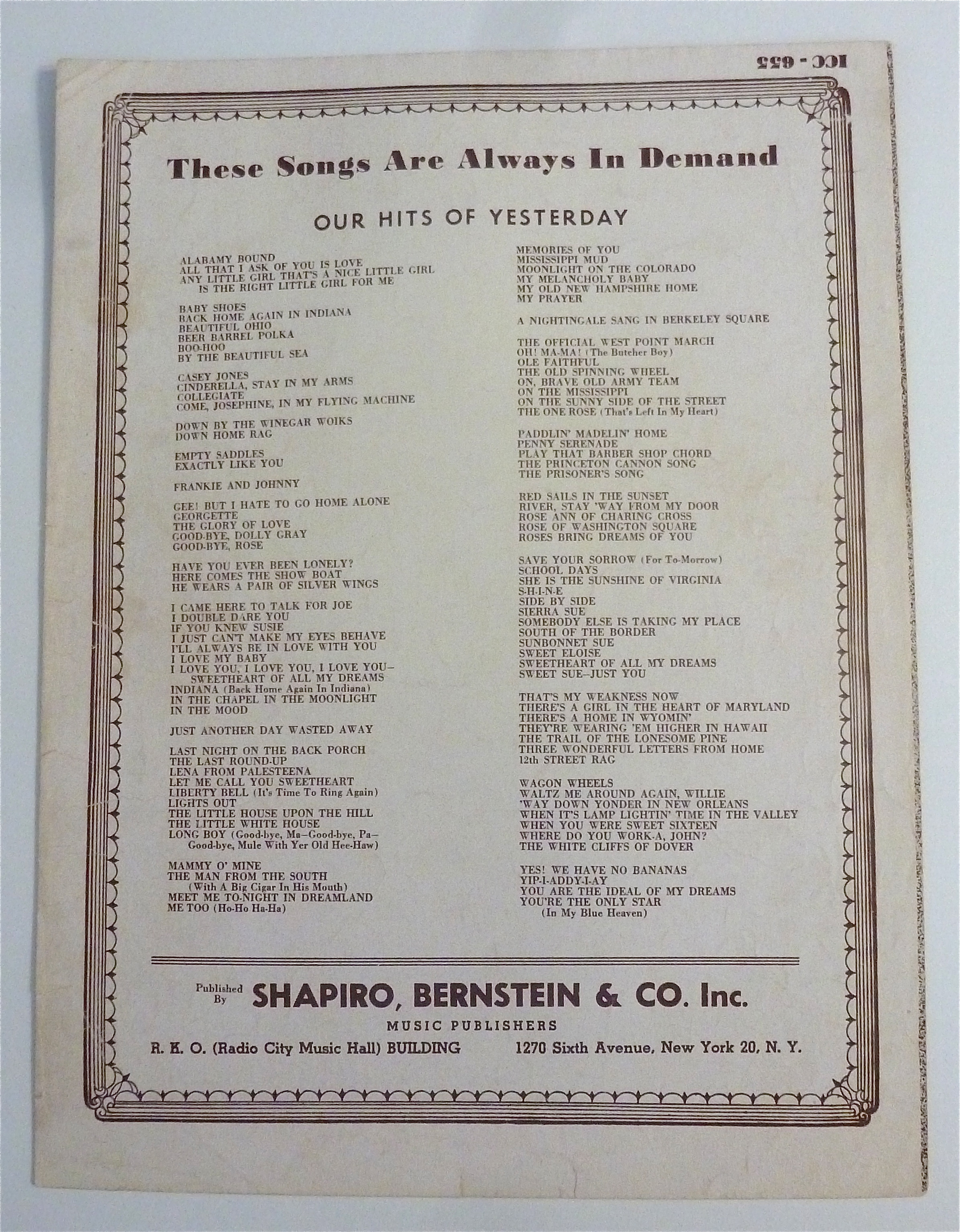 Sheet Music For 1948 A Rosewood Spinet