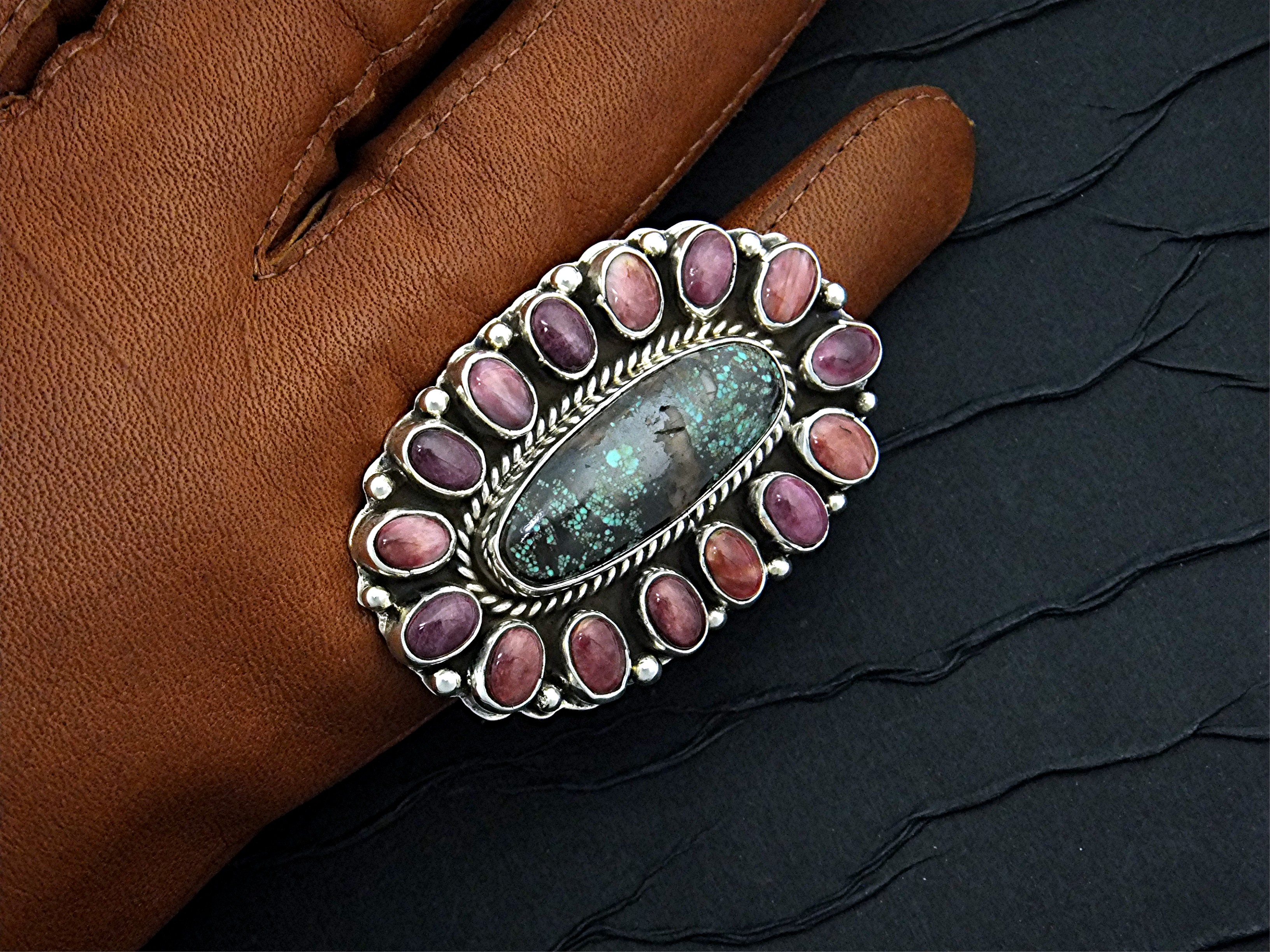 Carico Lake Turquoise Purple Spiny Oyster P Yazzie Ring