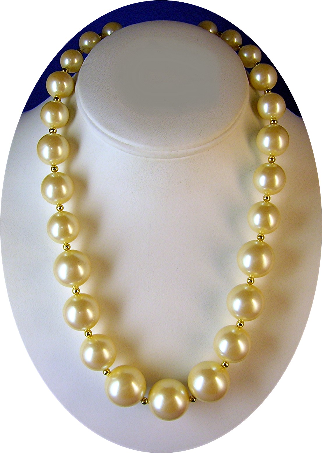 Graduated  Faux Pearl Gold Bead  Necklace