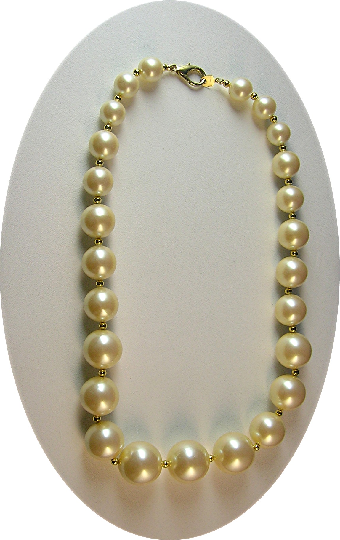 Graduated  Faux Pearl Gold Bead  Necklace