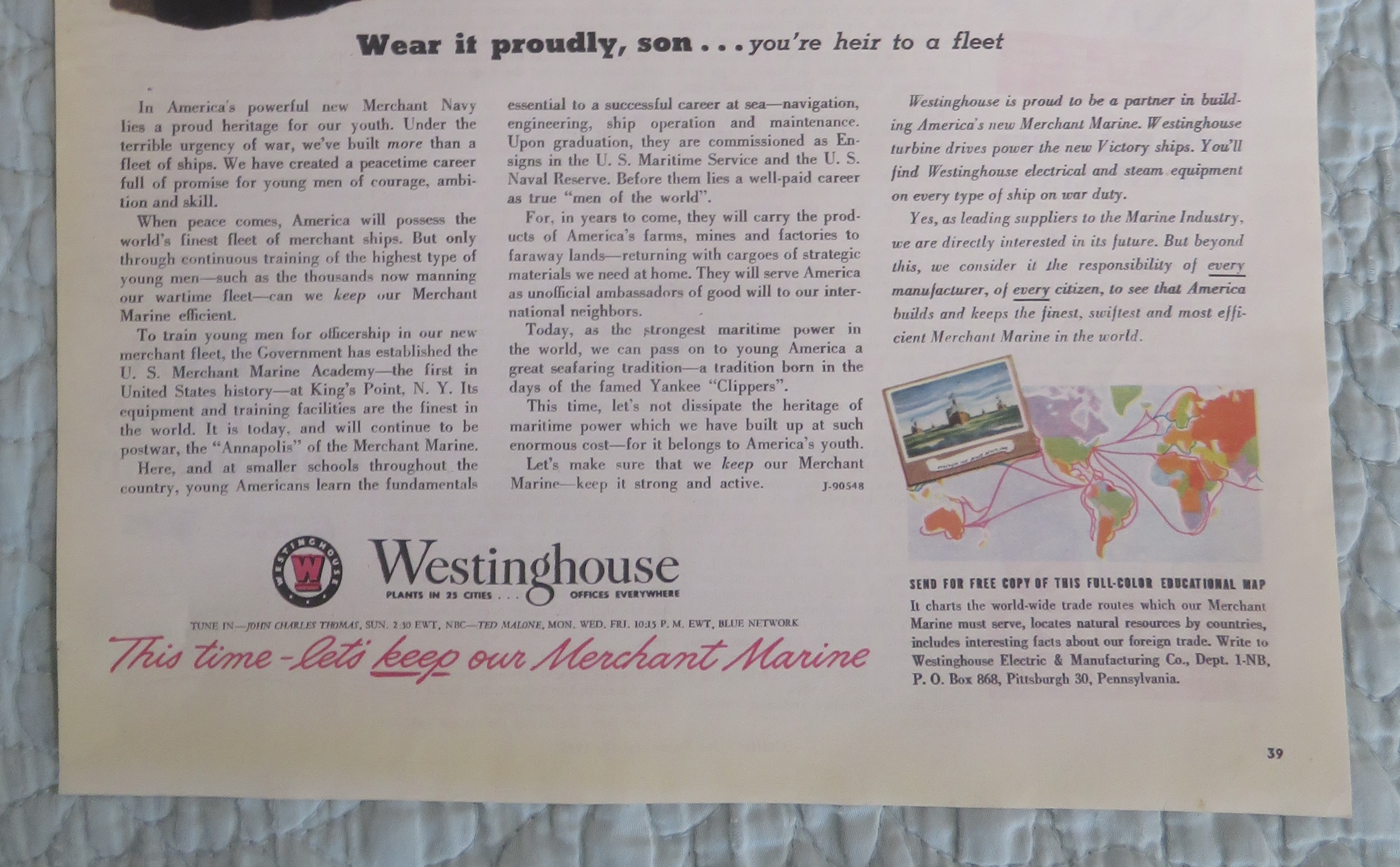 1945 Westinghouse with U. S. Merchant Marine