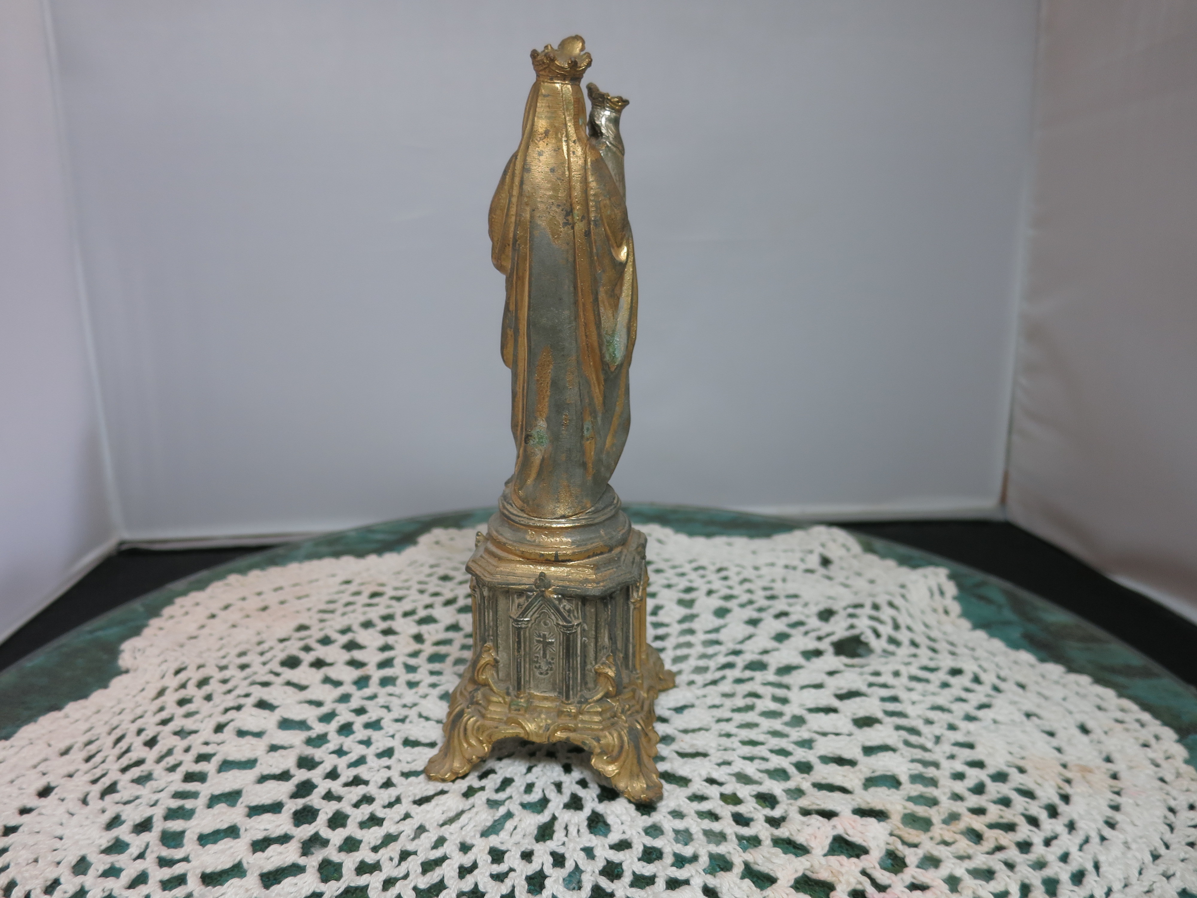 1800's French Bronze Gilt St Anne De Beaupre with Child D.S.R
