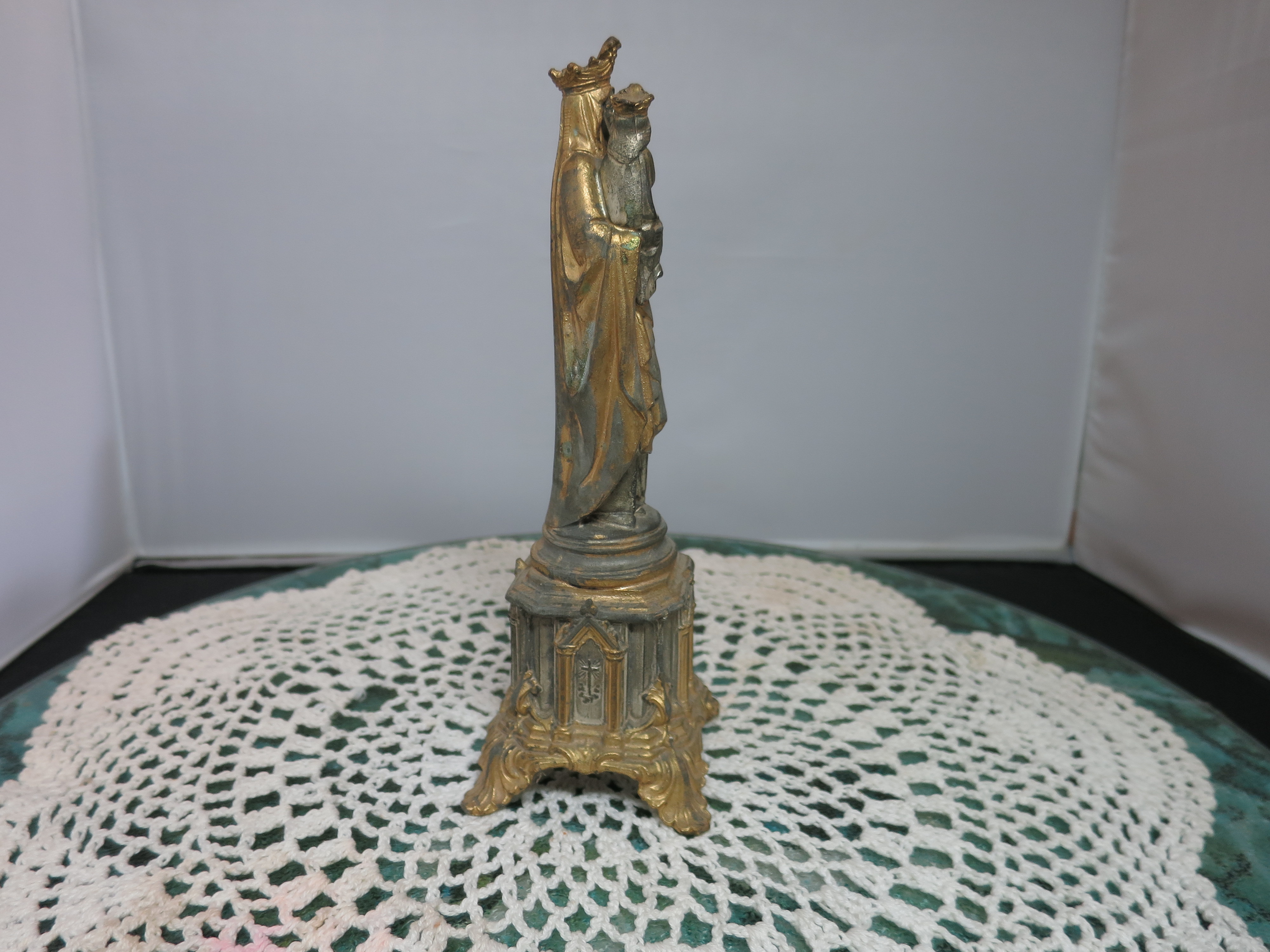 1800's French Bronze Gilt St Anne De Beaupre with Child D.S.R