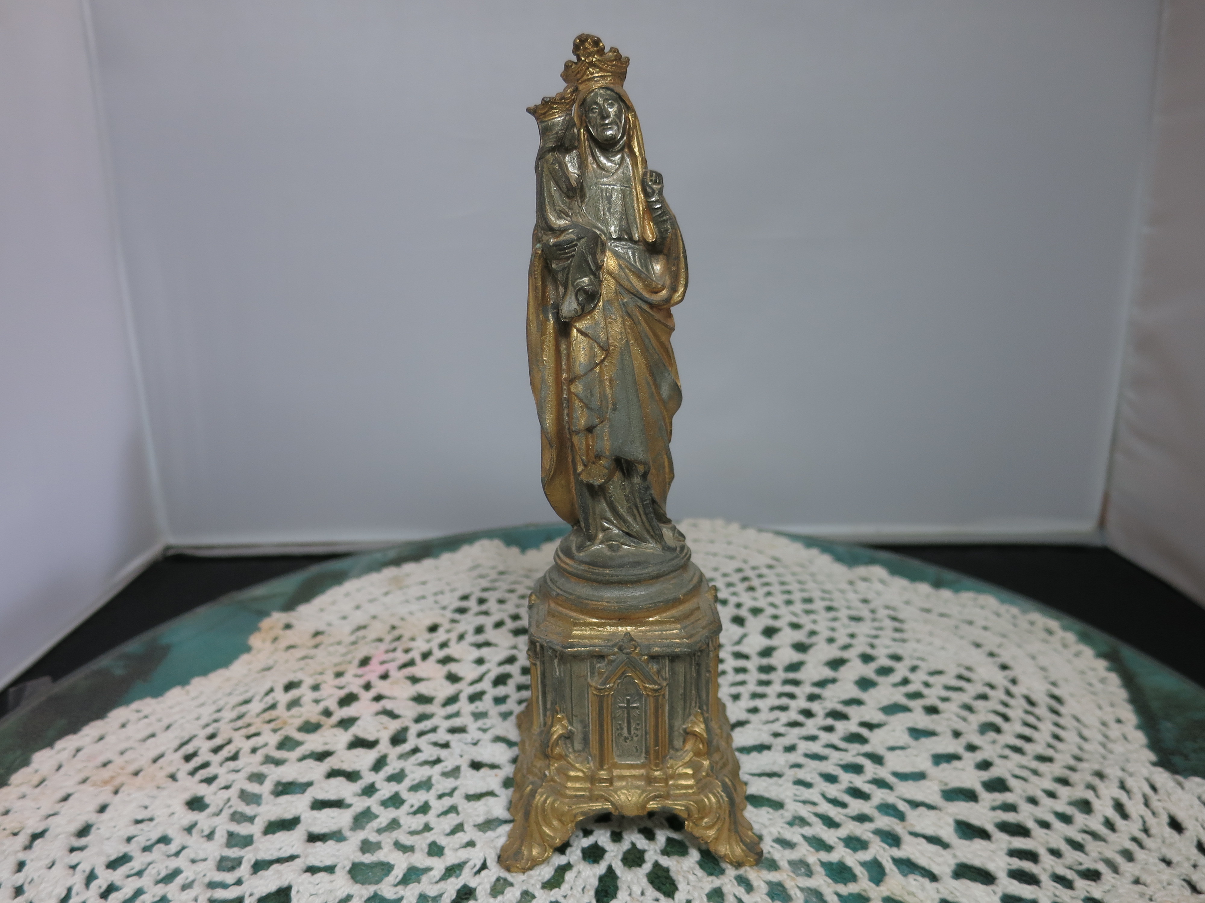 1800's French Bronze Gilt St Anne De Beaupre with Child D.S.R