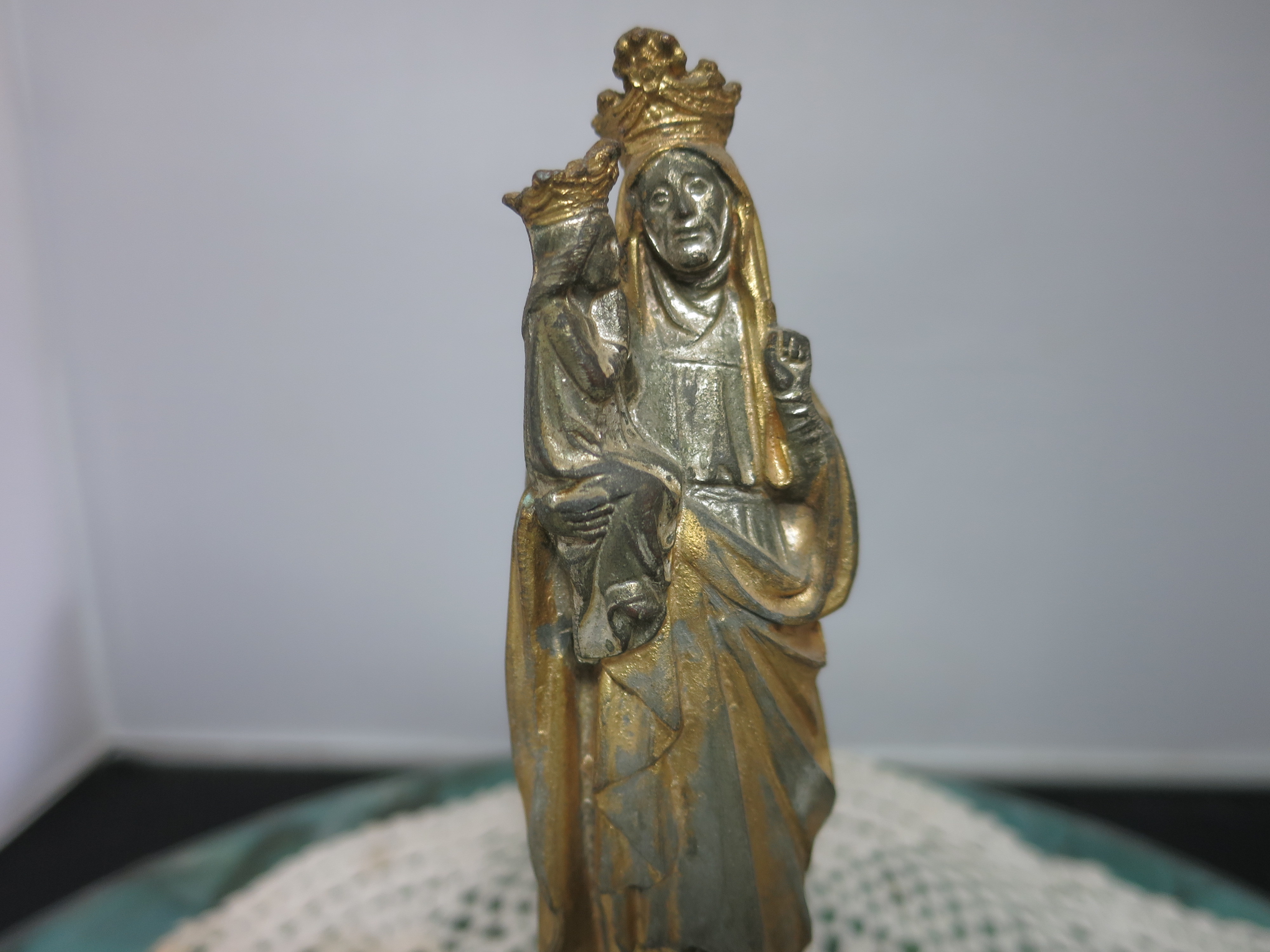 1800's French Bronze Gilt St Anne De Beaupre with Child D.S.R