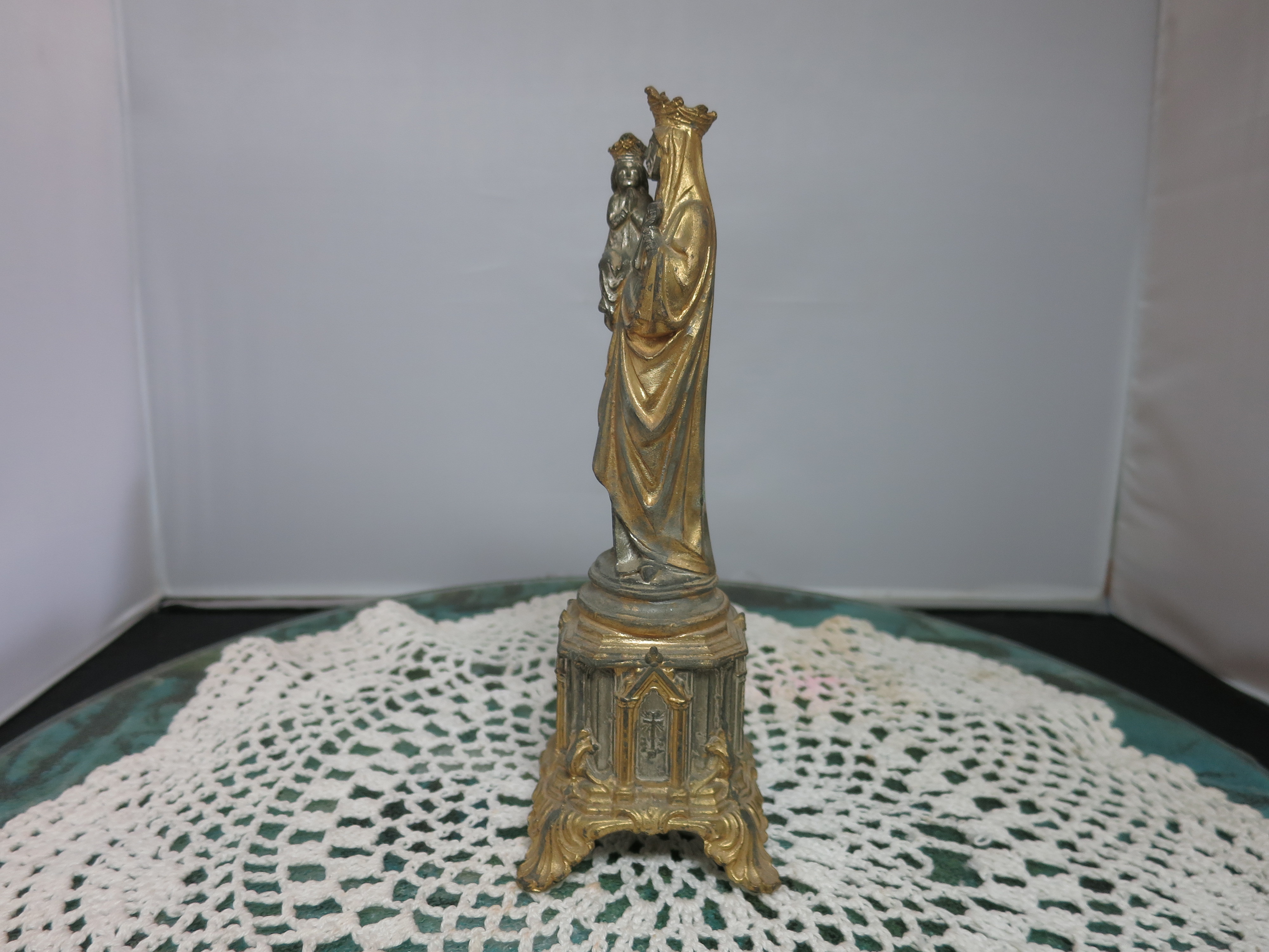 1800's French Bronze Gilt St Anne De Beaupre with Child D.S.R